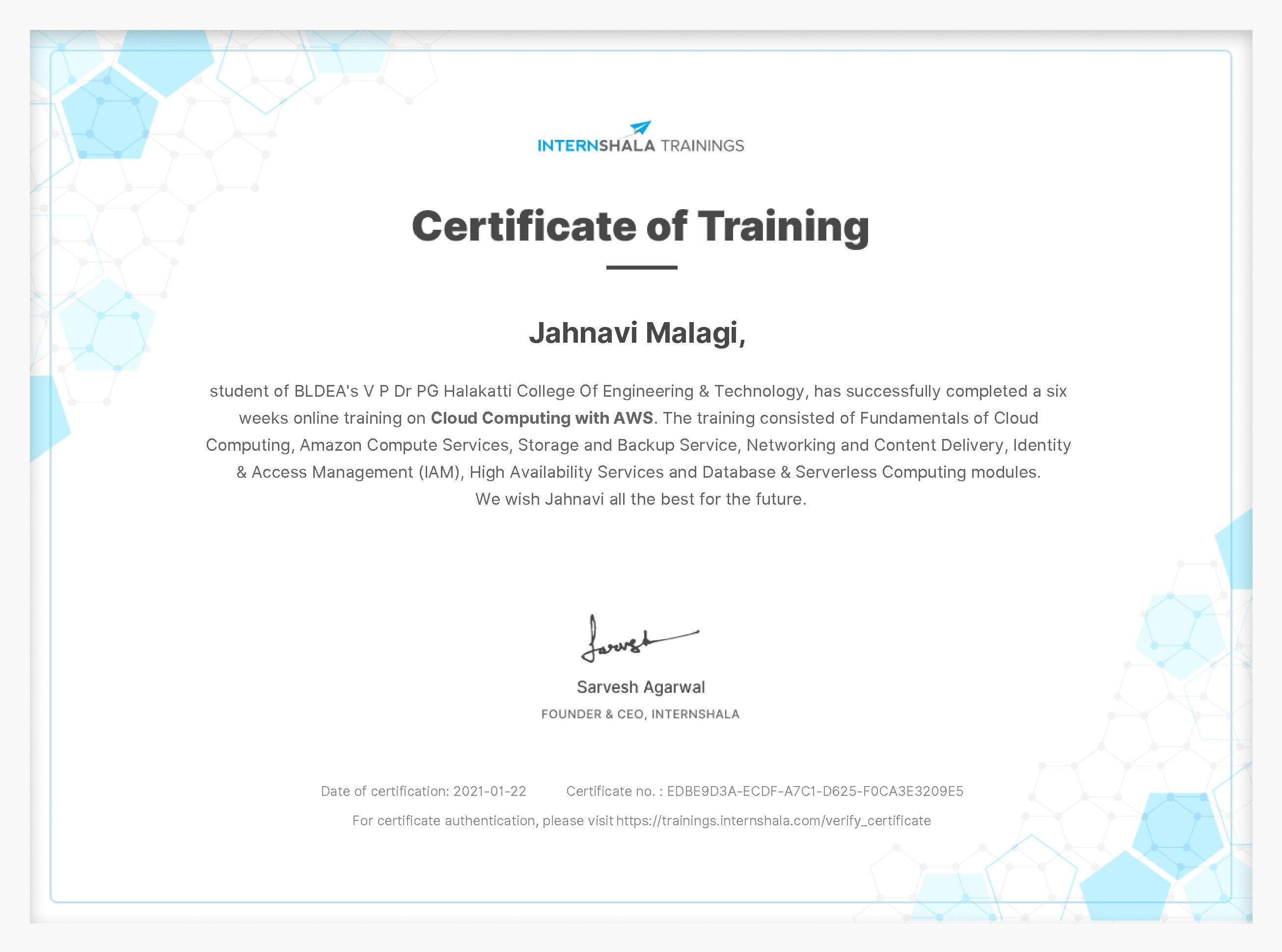 Certificate of completion