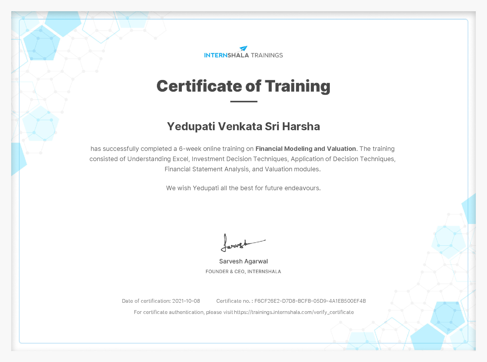 Certificate of completion