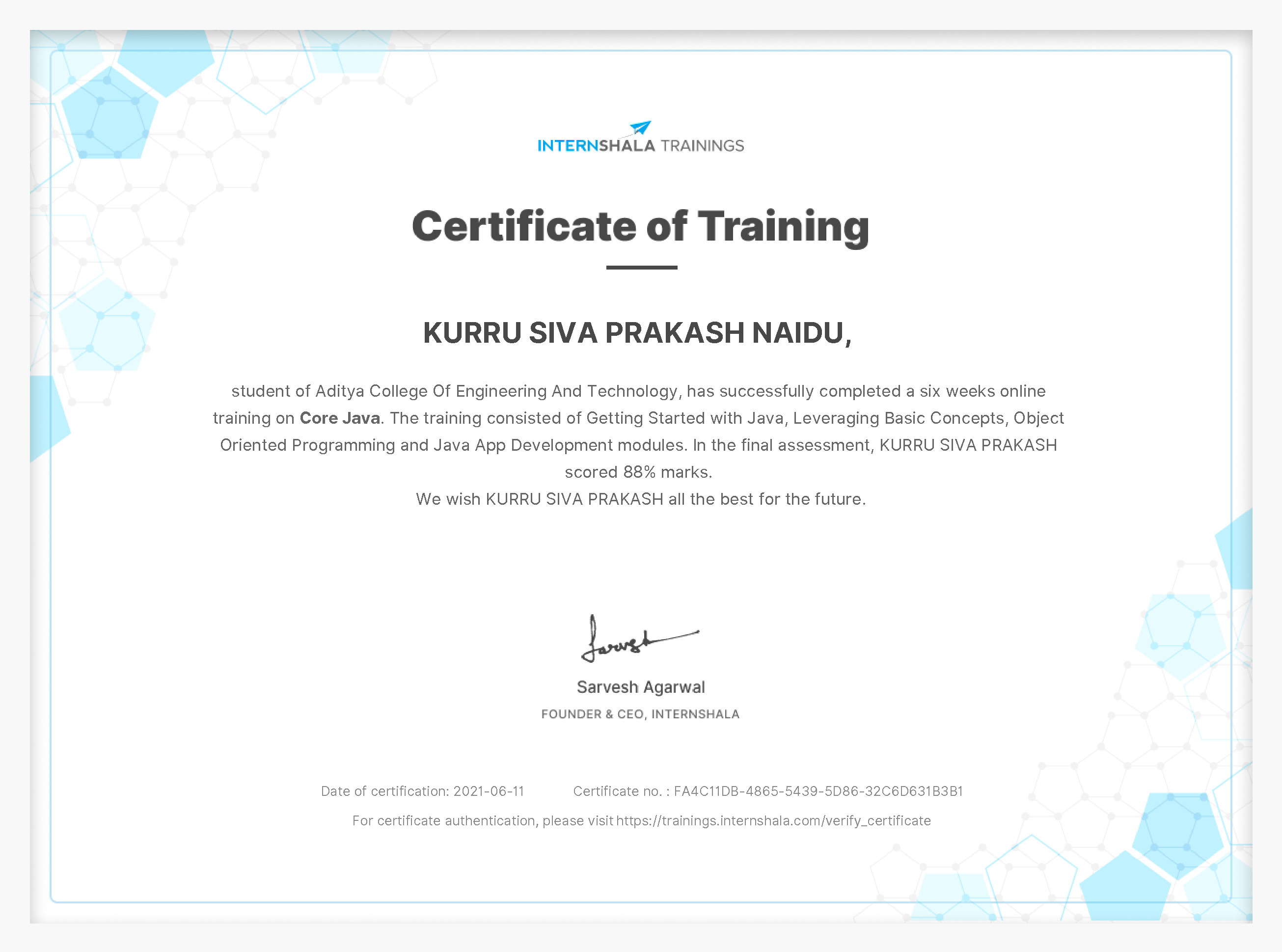 Certificate of completion