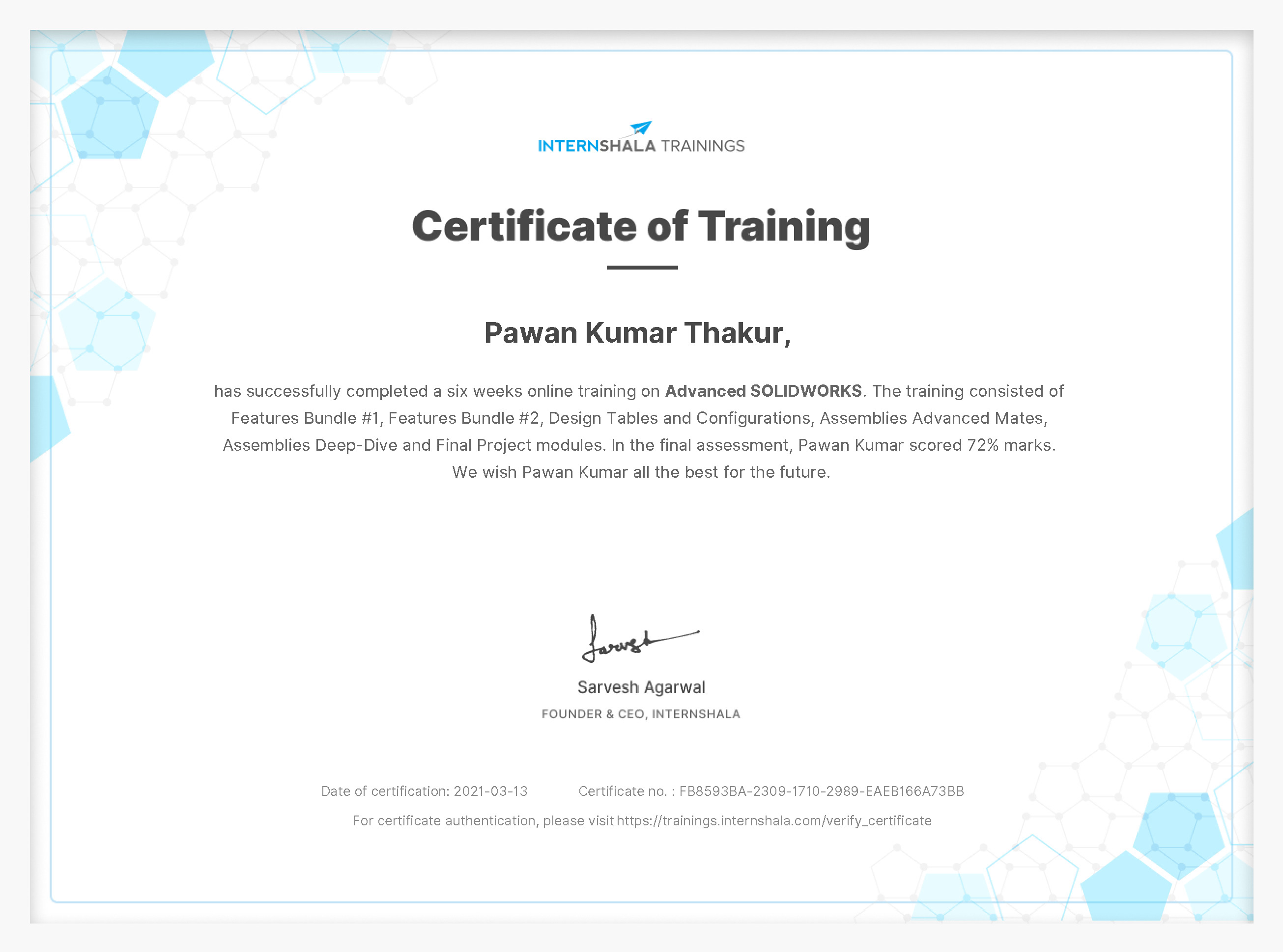 Certificate of completion