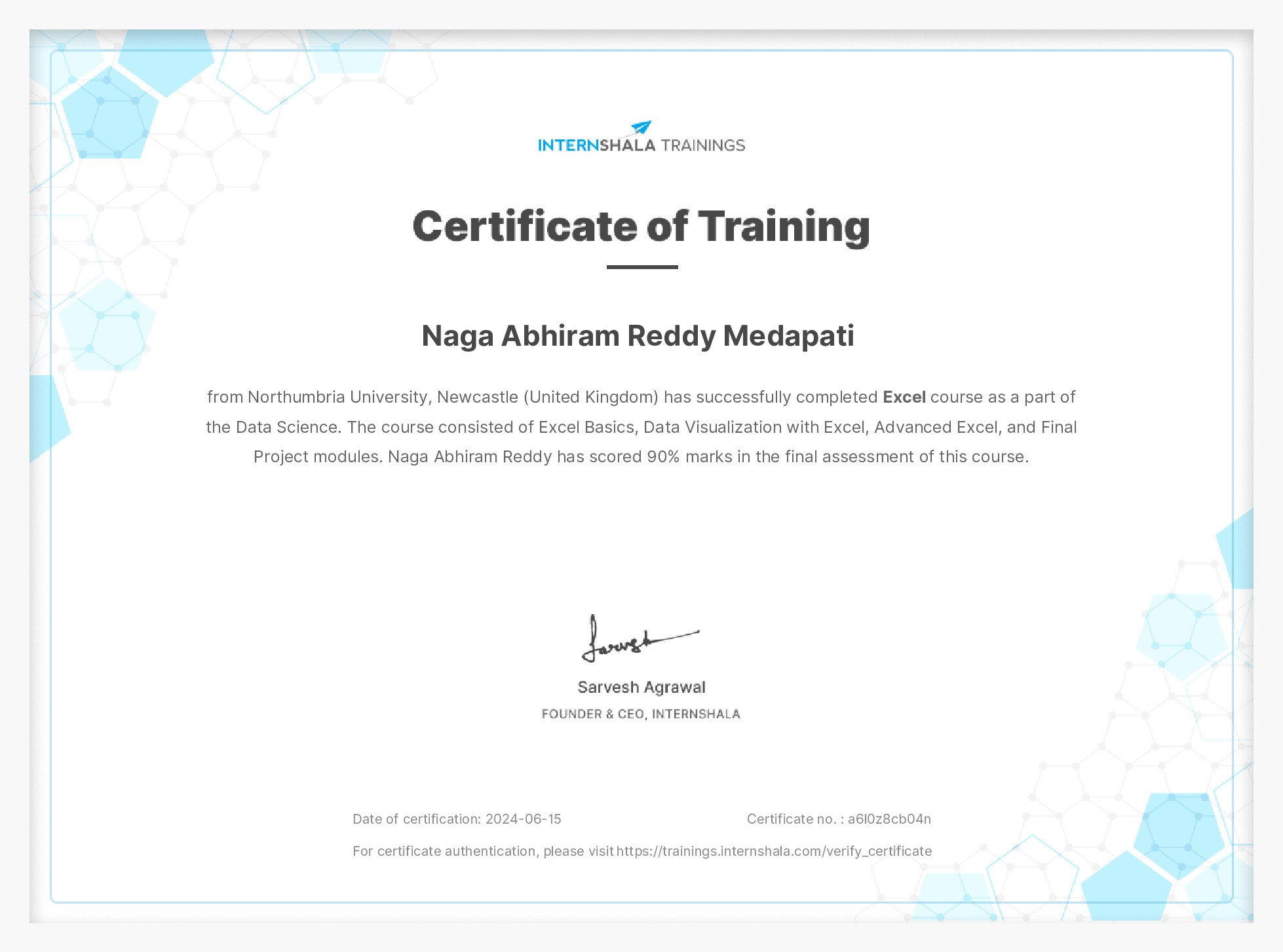 Certificate of completion