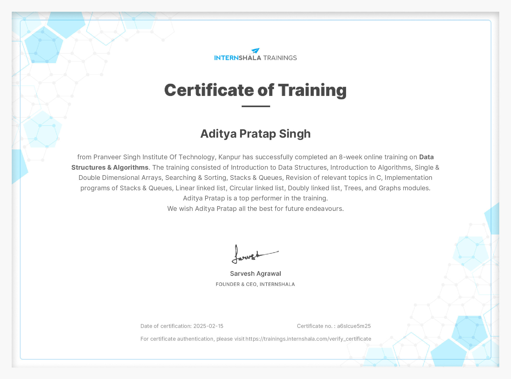 Certificate of completion