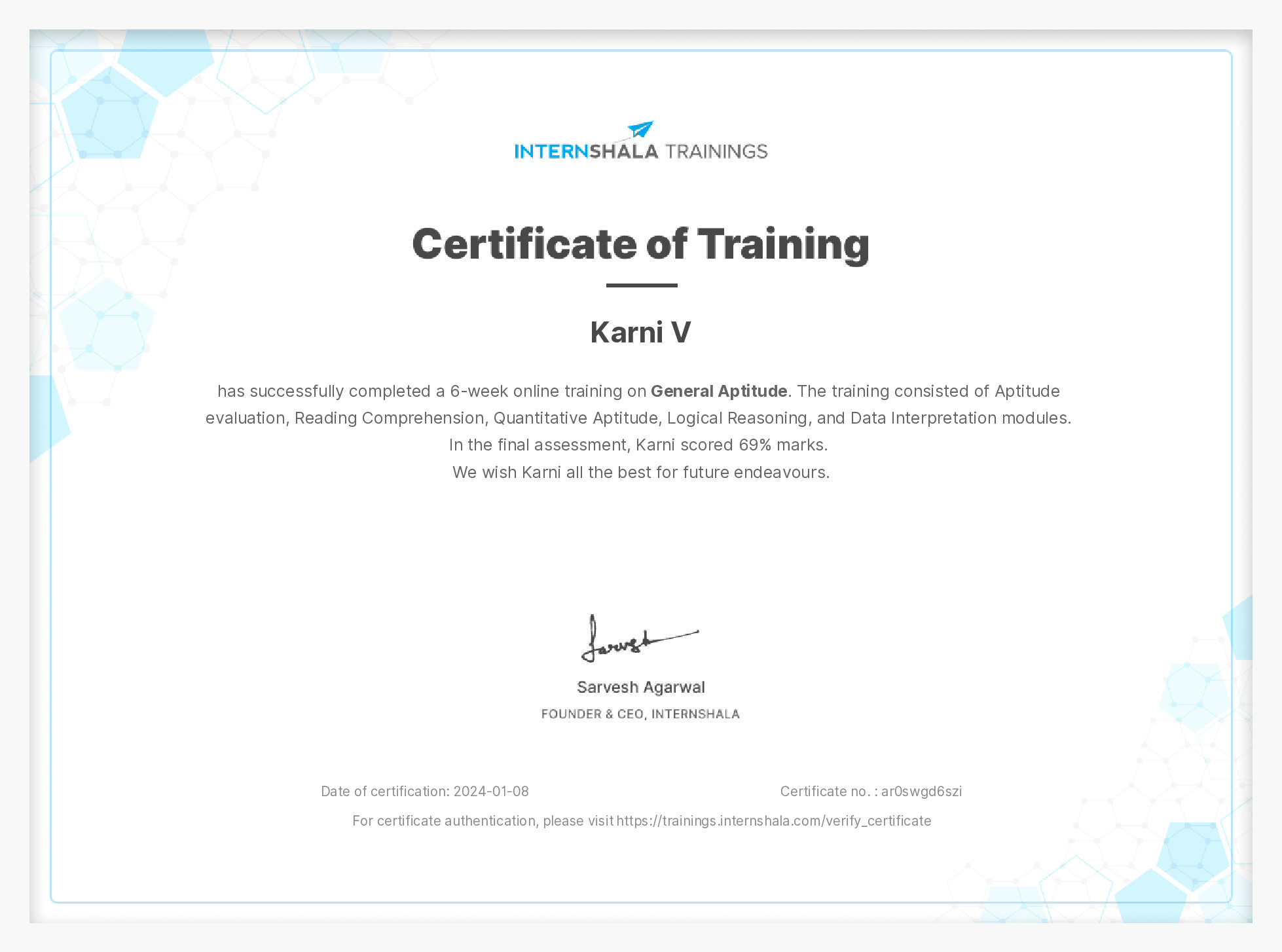 Certificate of completion