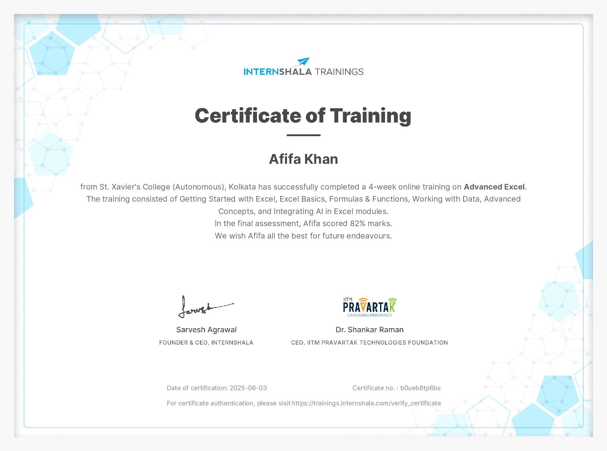 Certificate of completion
