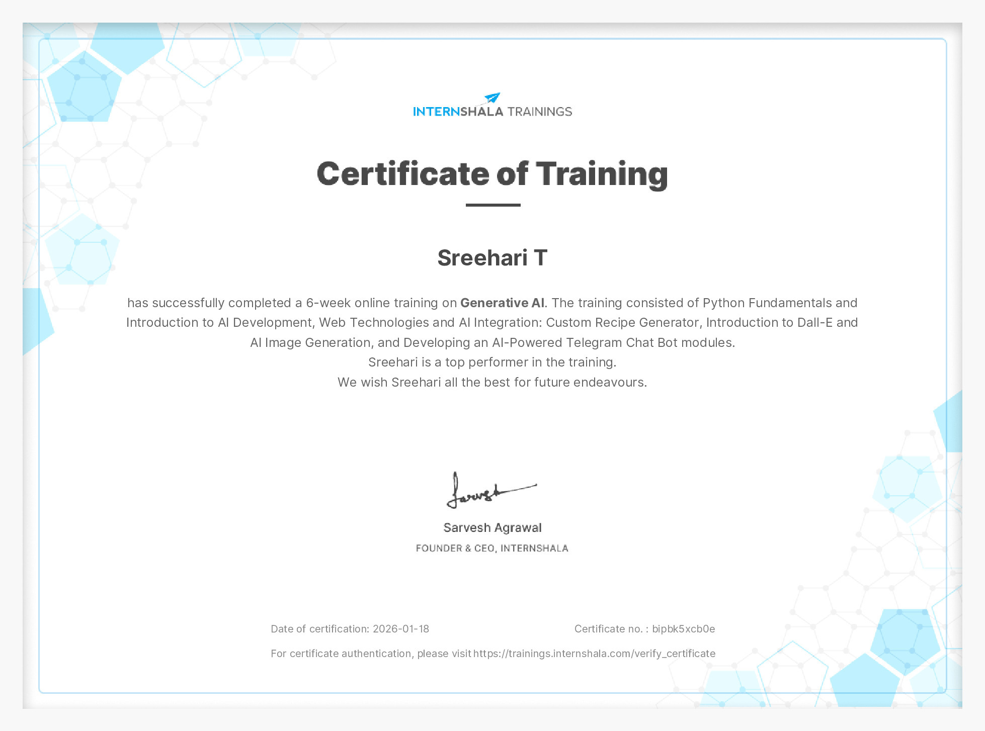Certificate of completion
