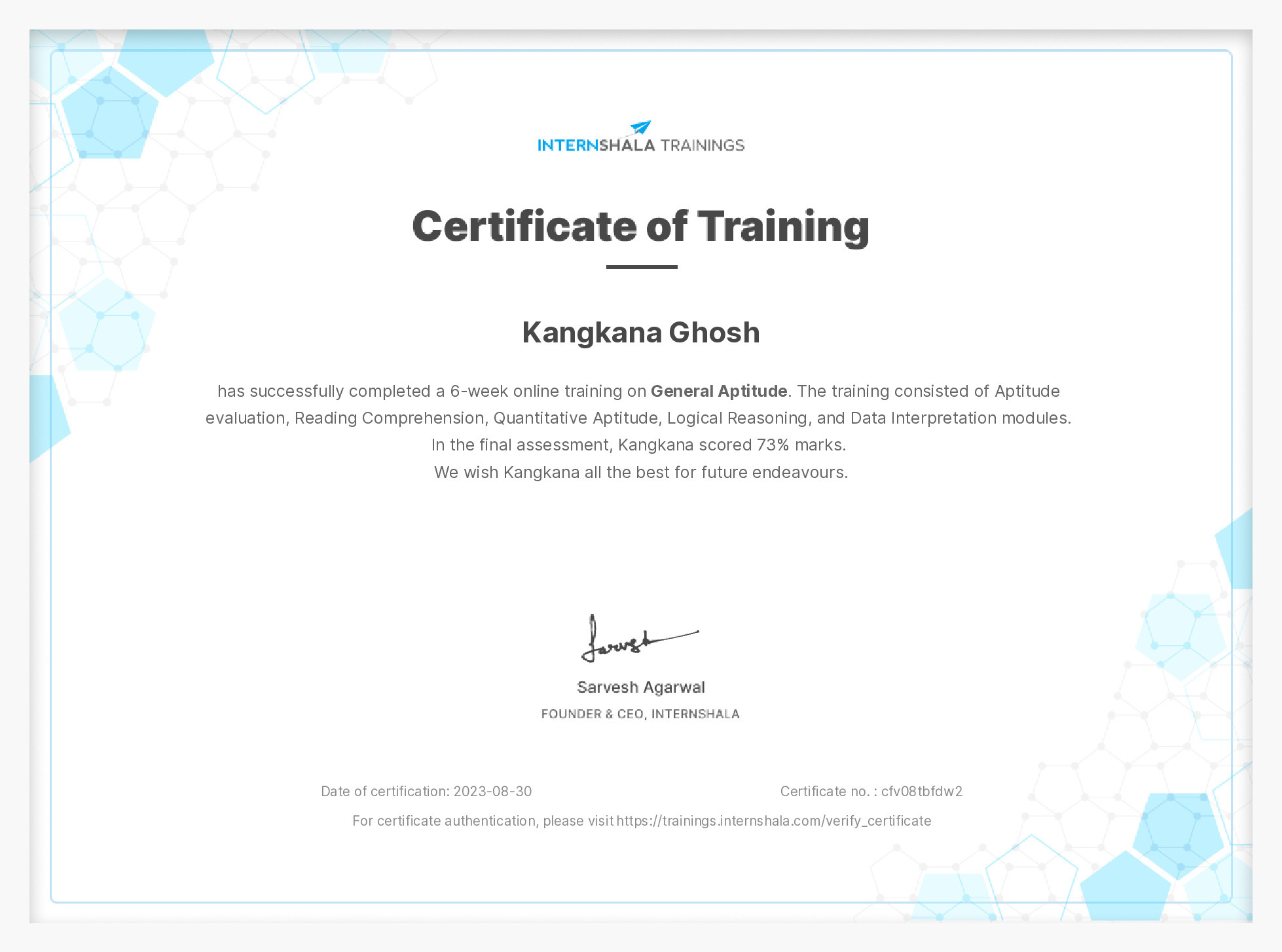 Certificate of completion