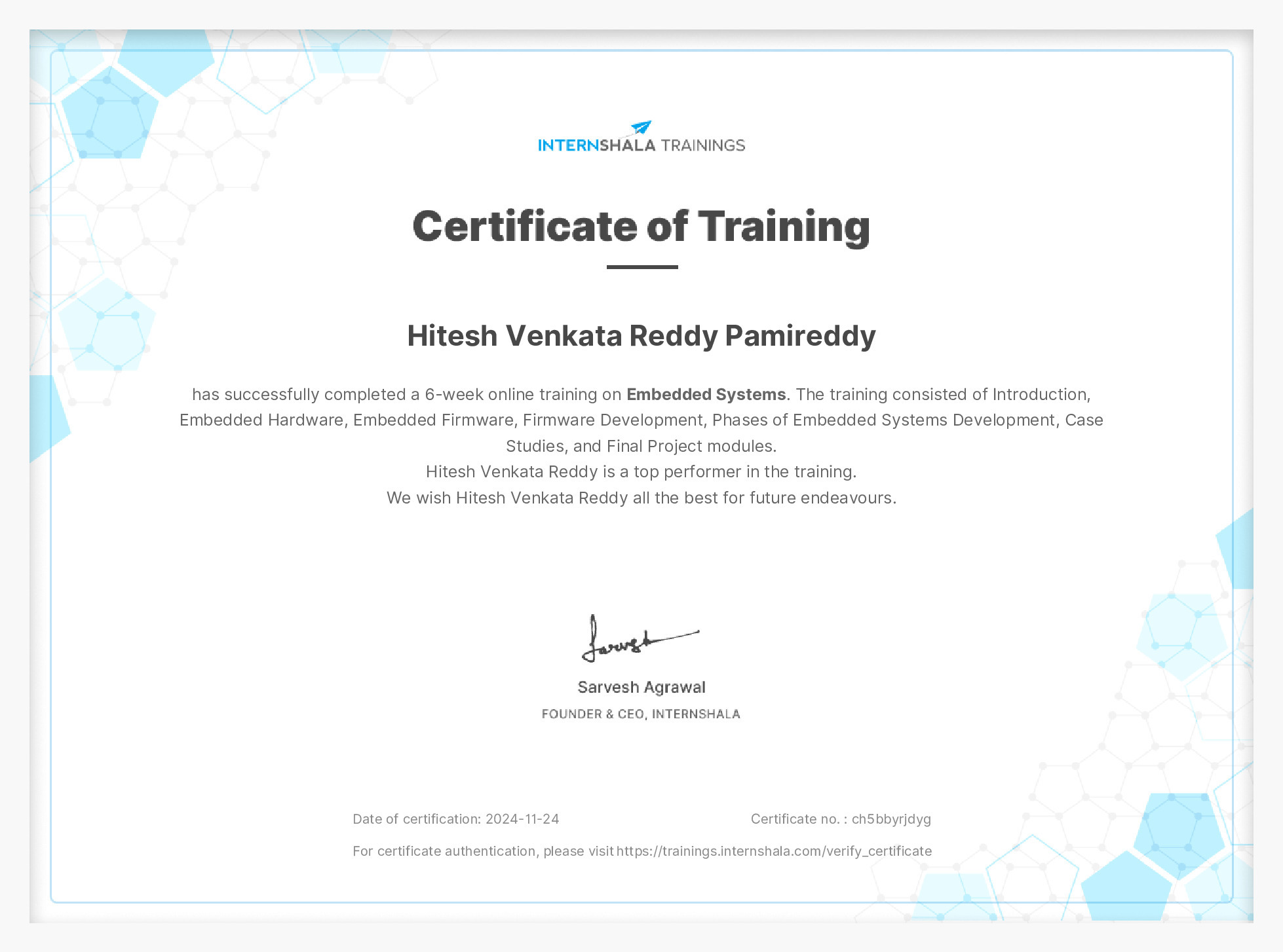 Certificate of completion