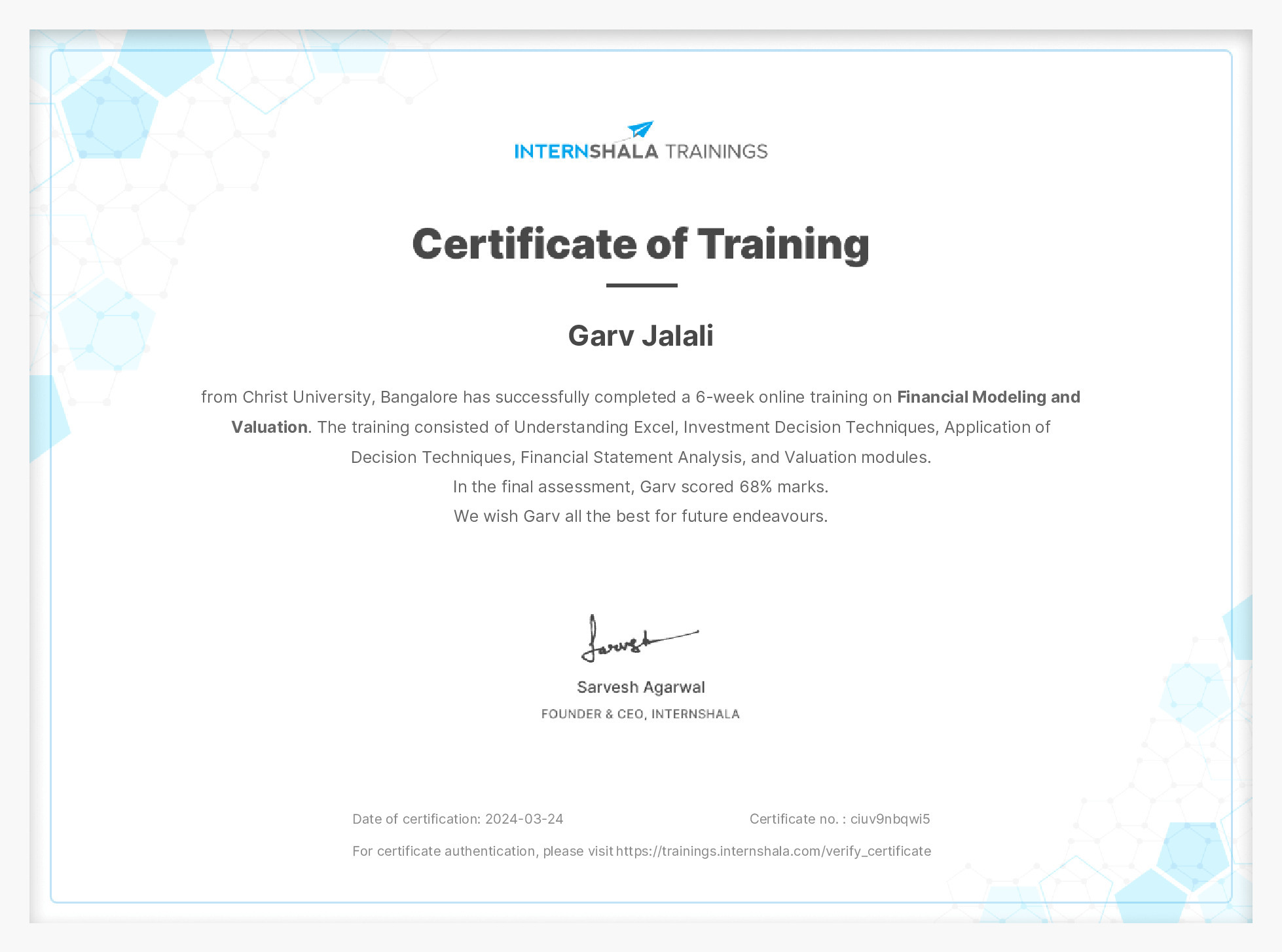 Certificate of completion