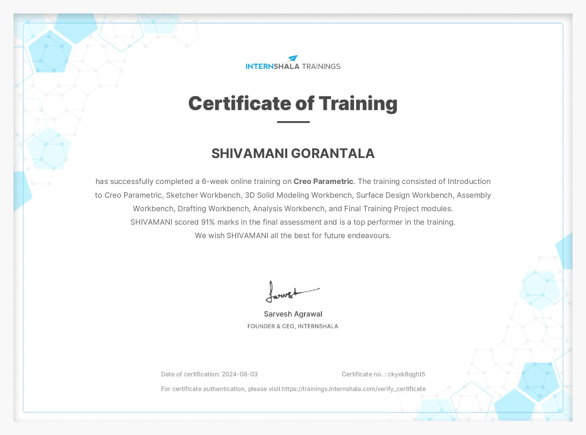 Certificate of completion