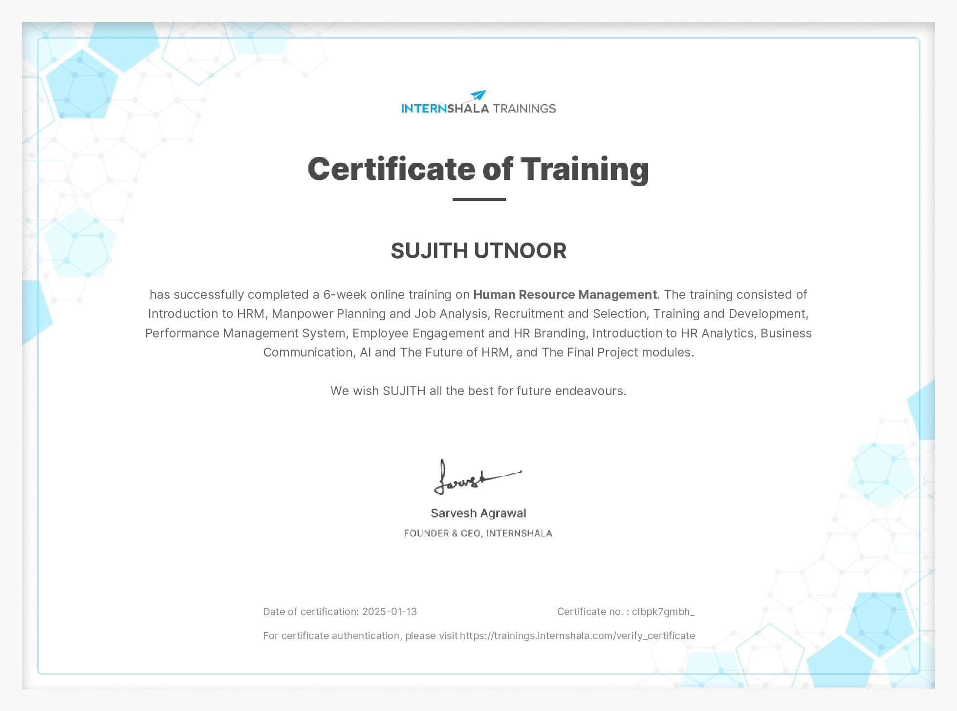 Certificate of completion