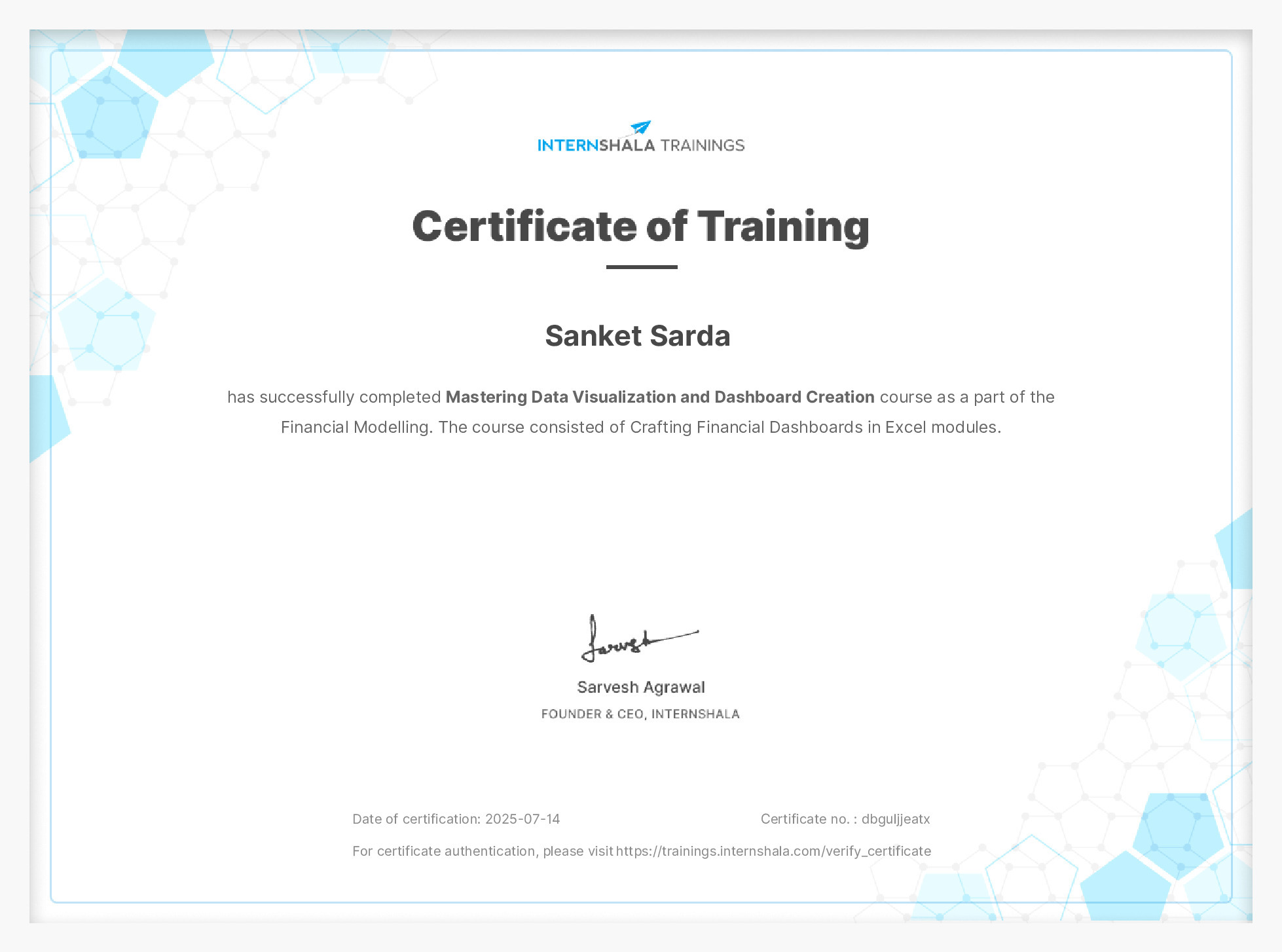 Certificate of completion