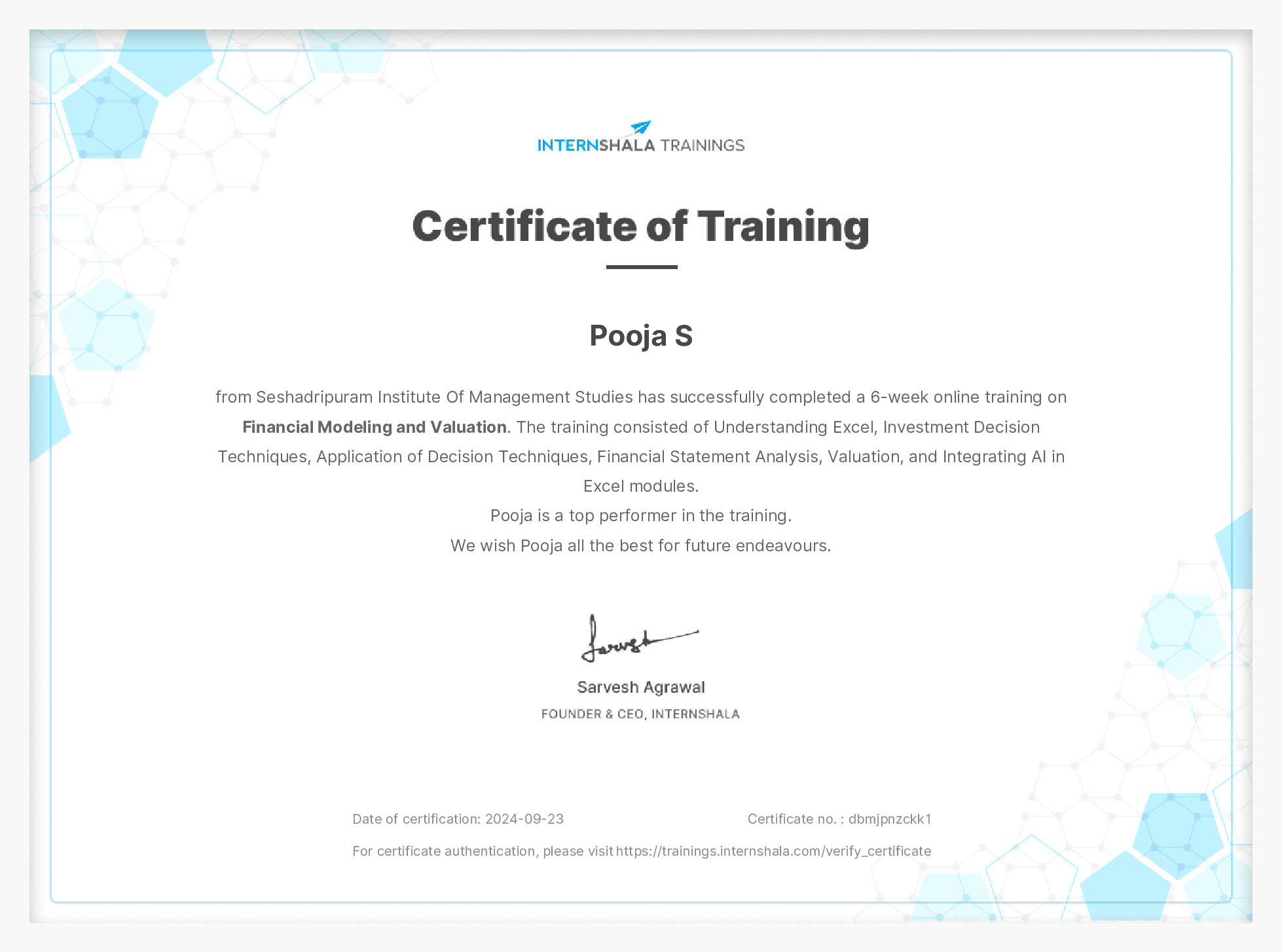 Certificate of completion