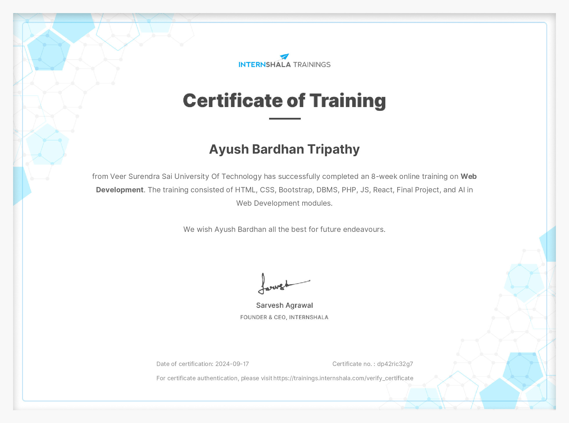 Certificate of completion