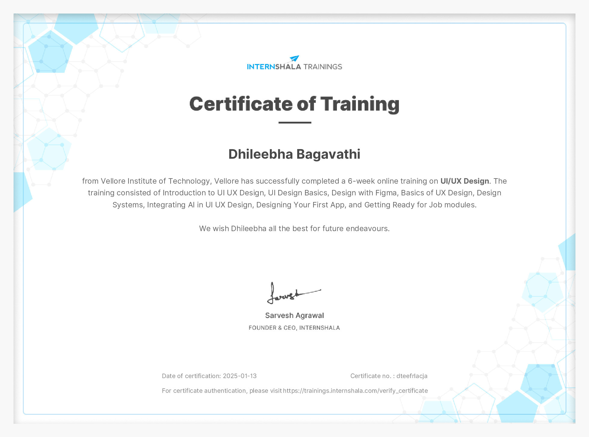 Certificate of completion