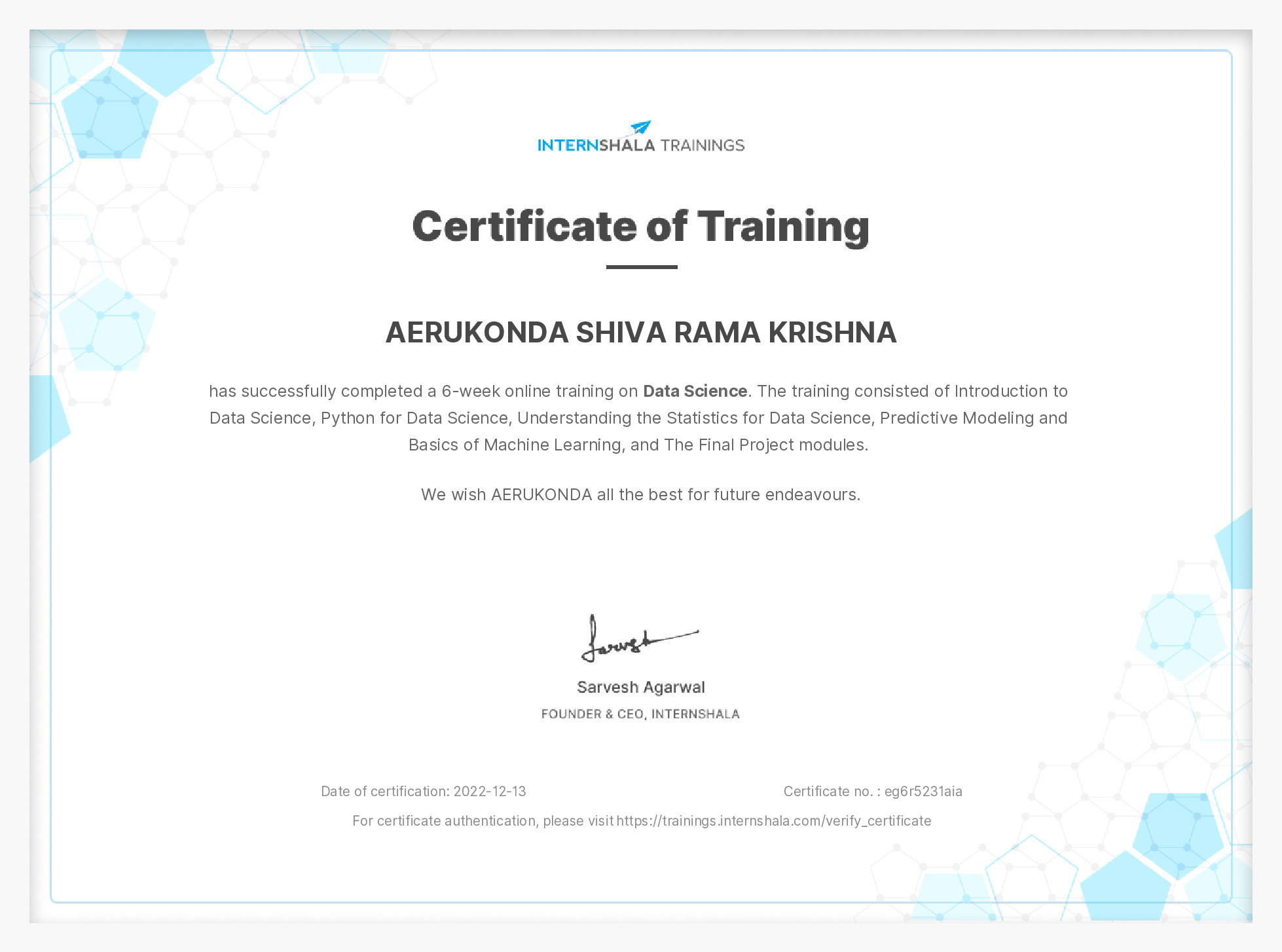 Certificate of completion