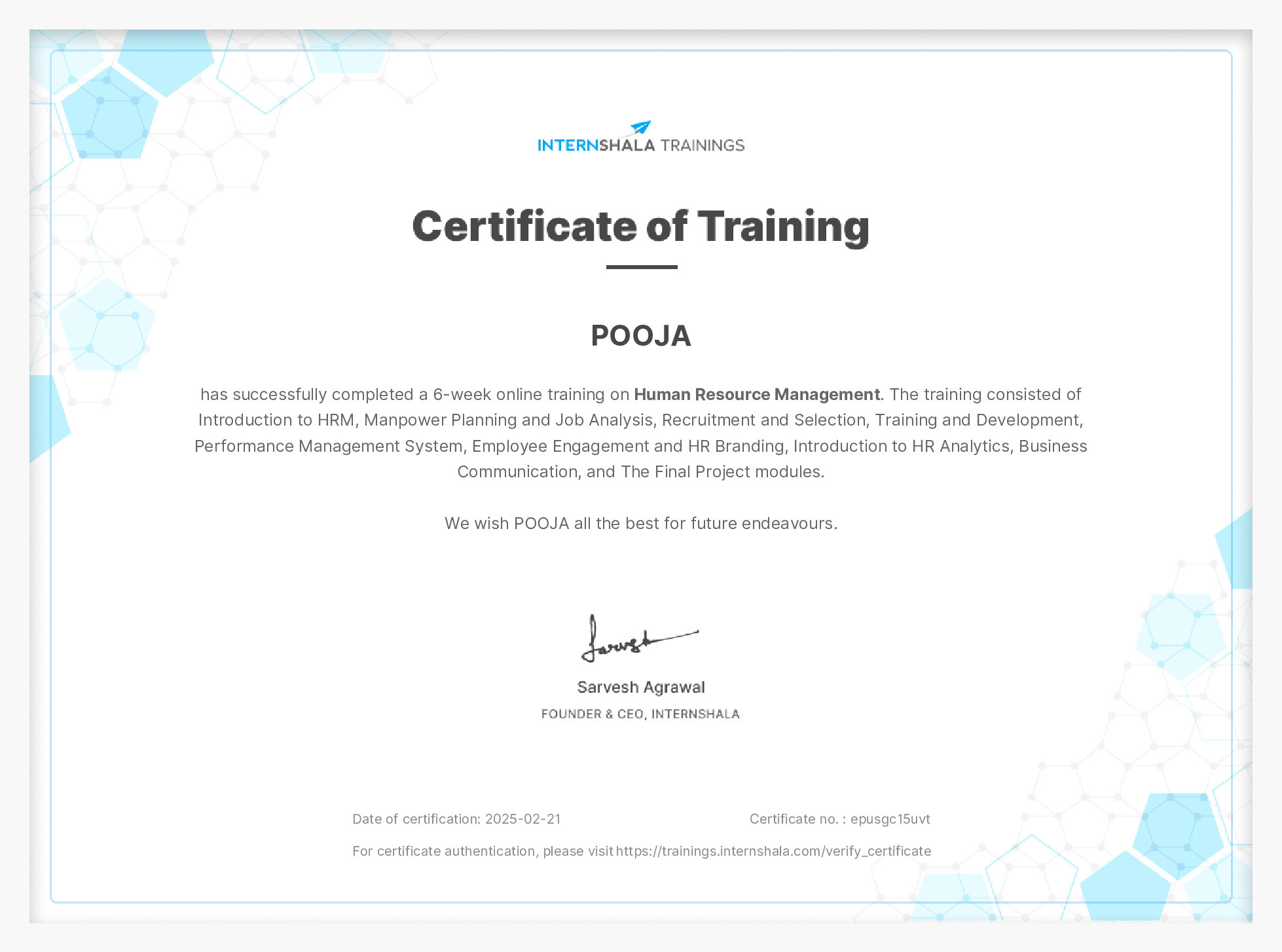 Certificate of completion