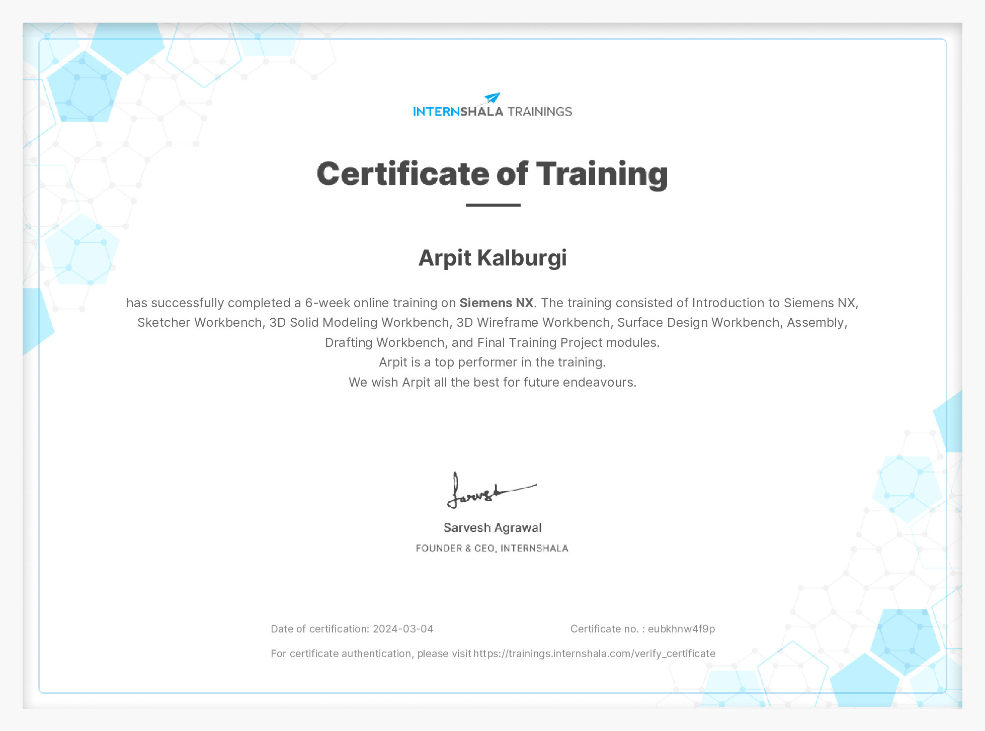 Certificate of completion