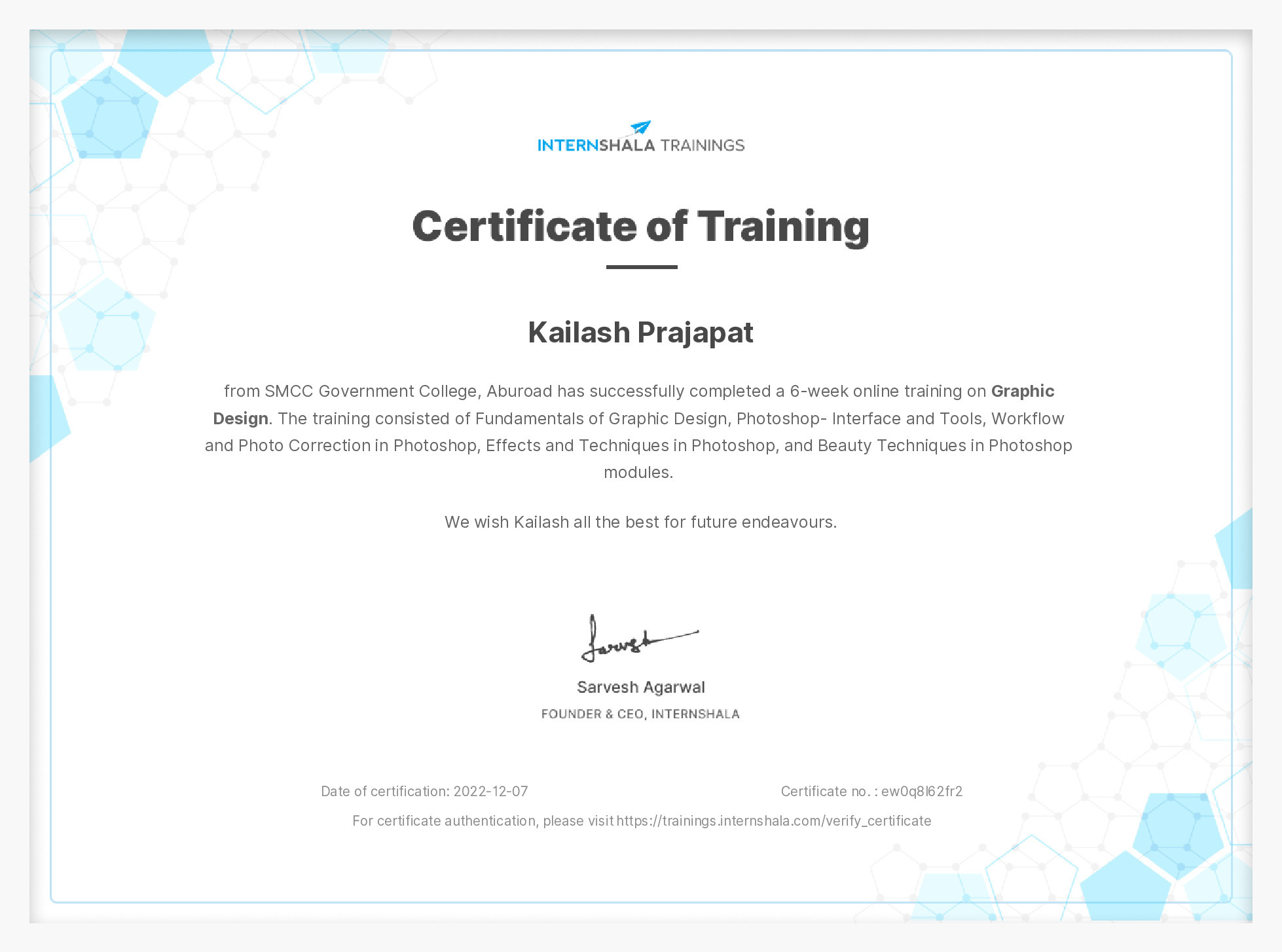 Certificate of completion