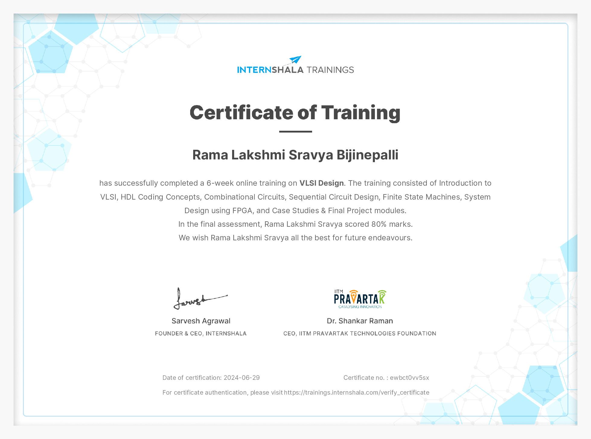 Certificate of completion