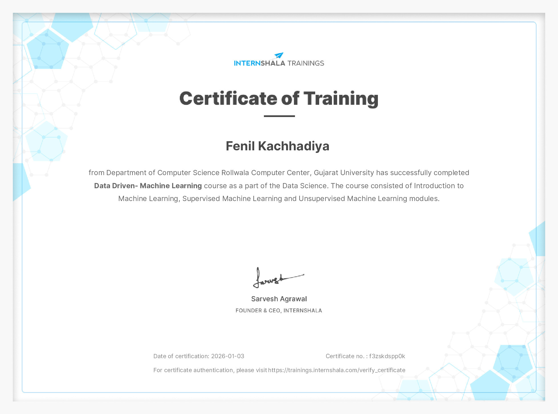 Certificate of completion