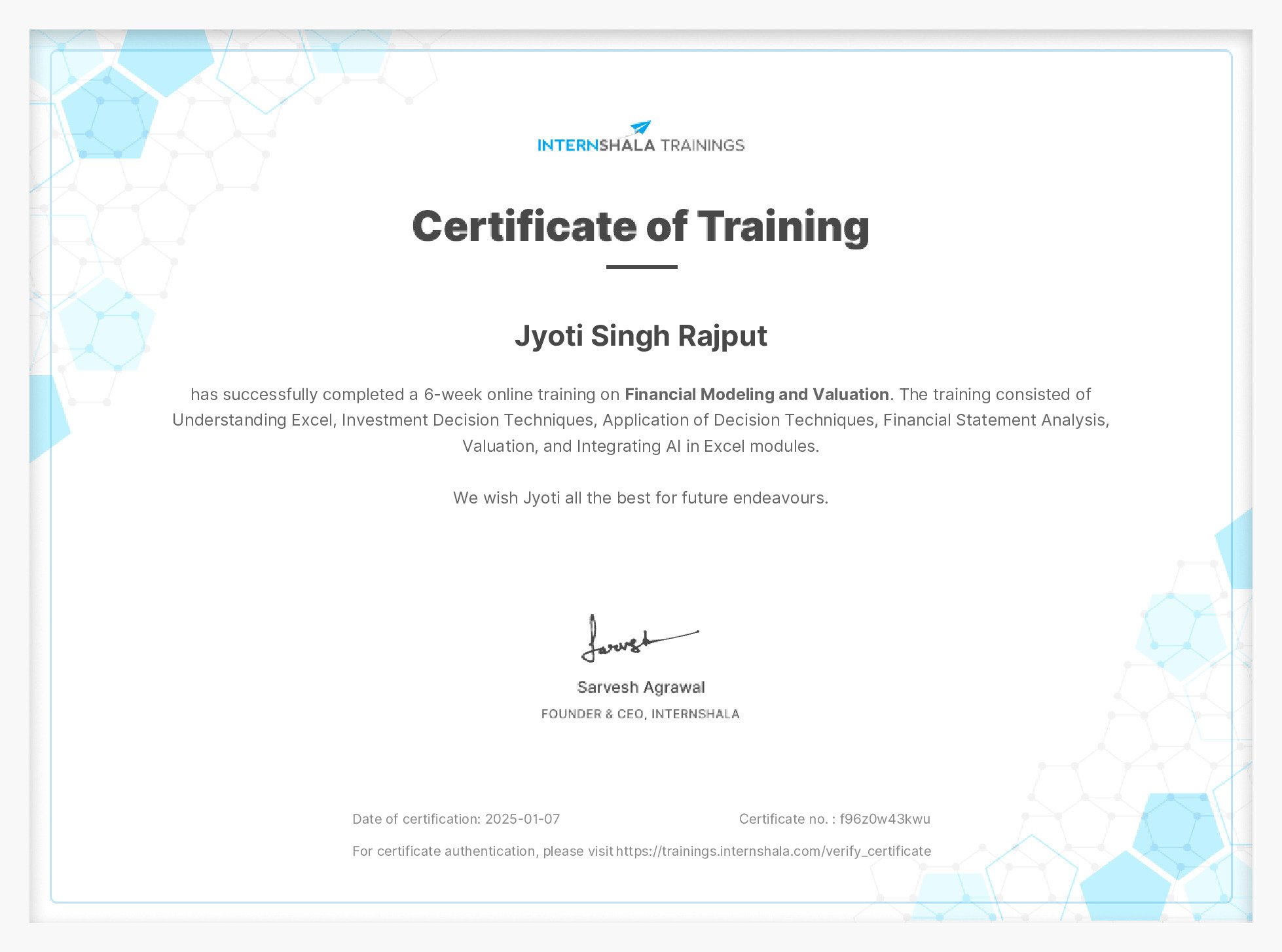 Certificate of completion