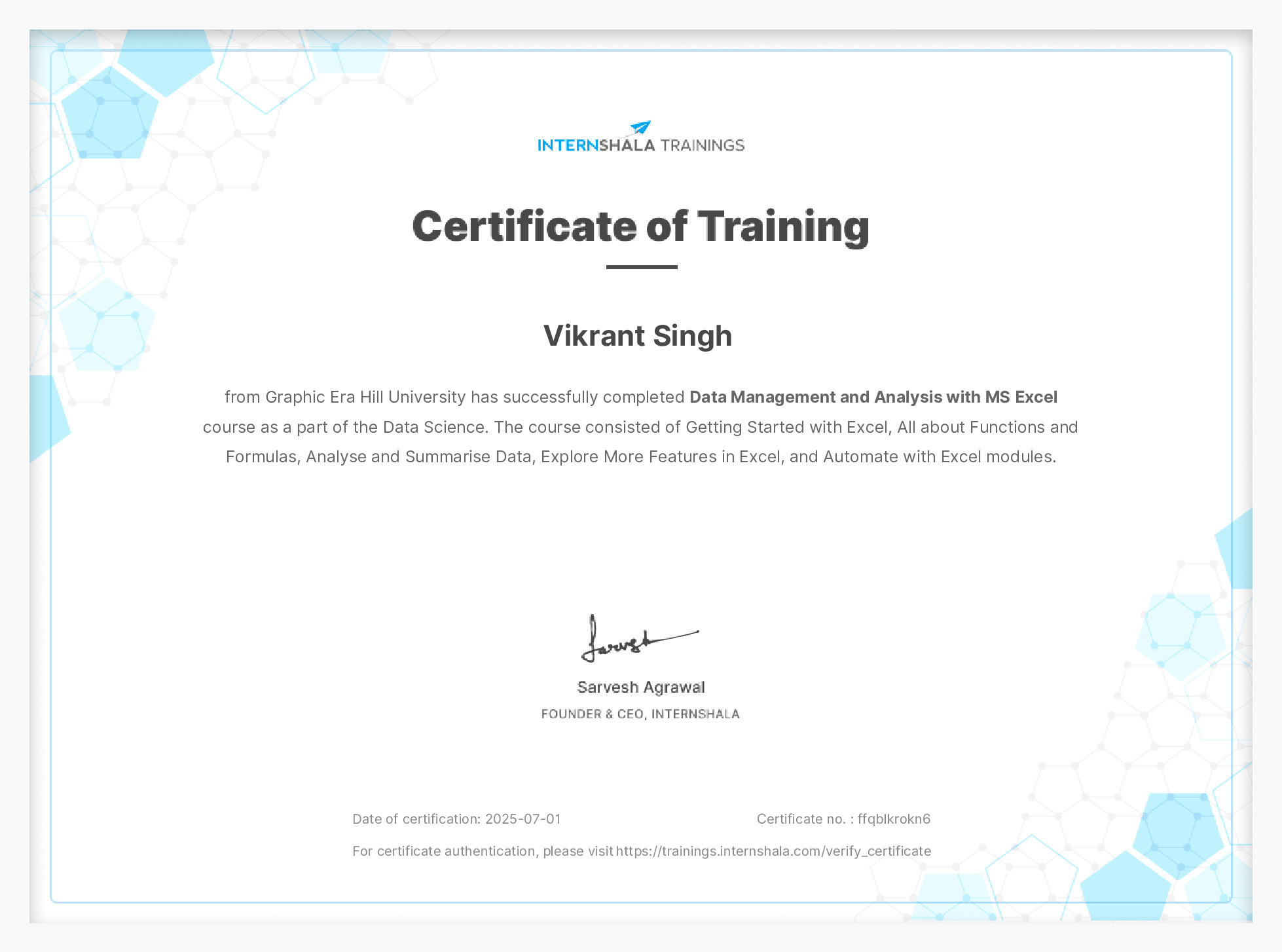 Certificate of completion