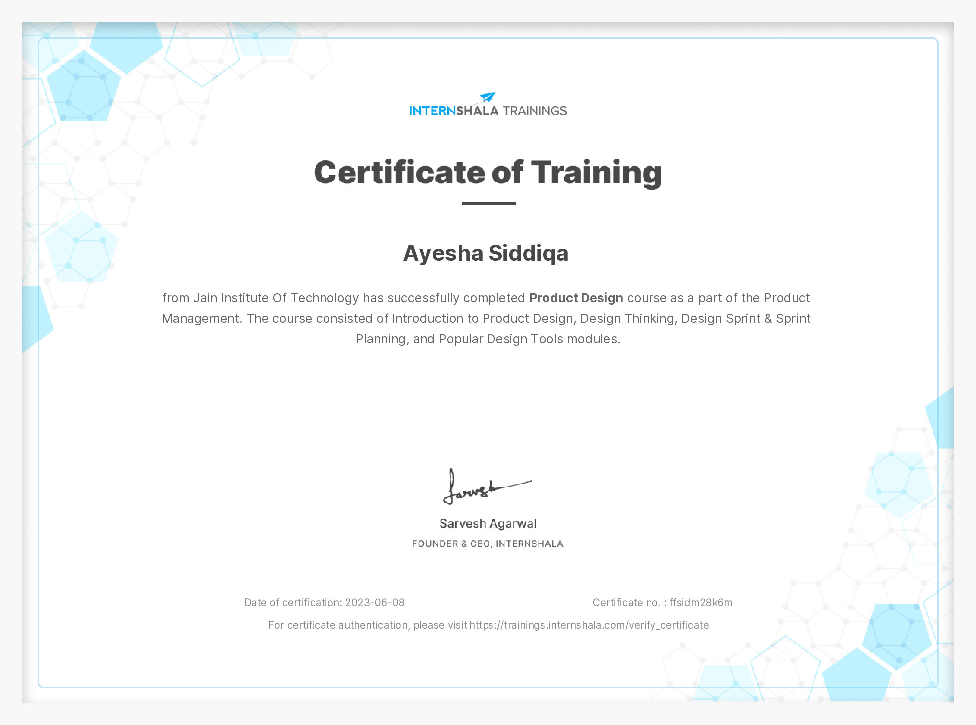 Certificate of completion
