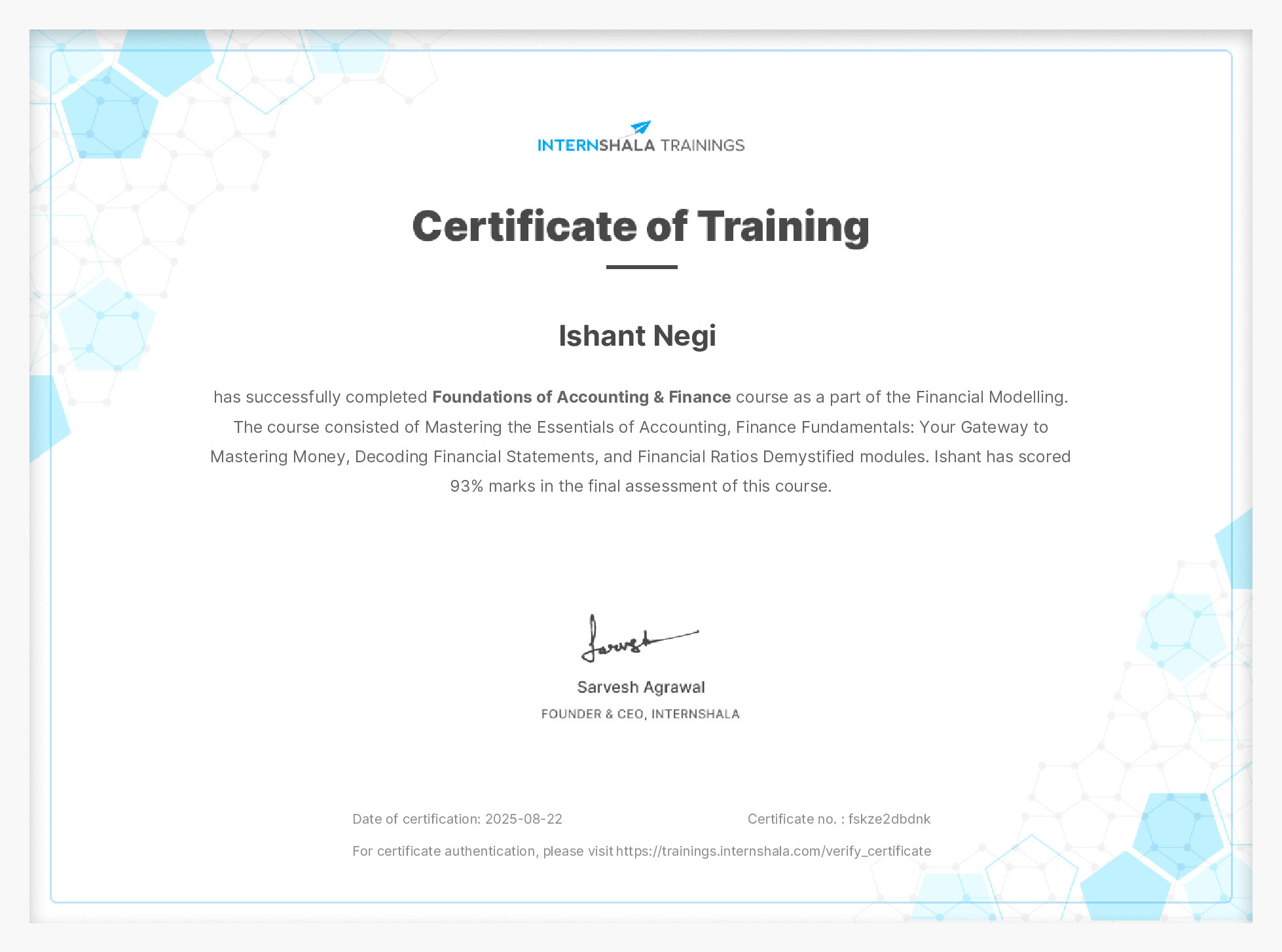 Certificate of completion