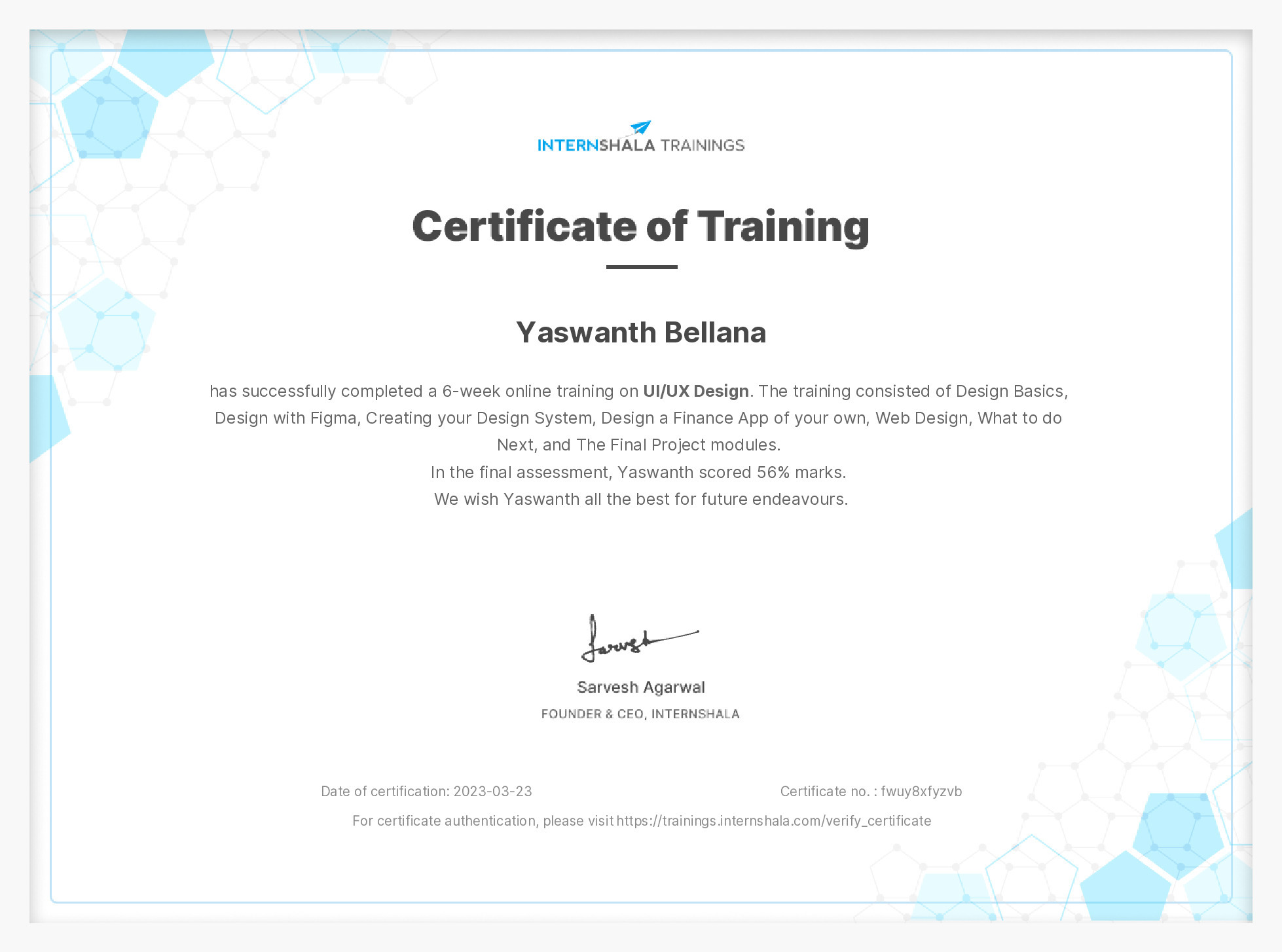Certificate of completion