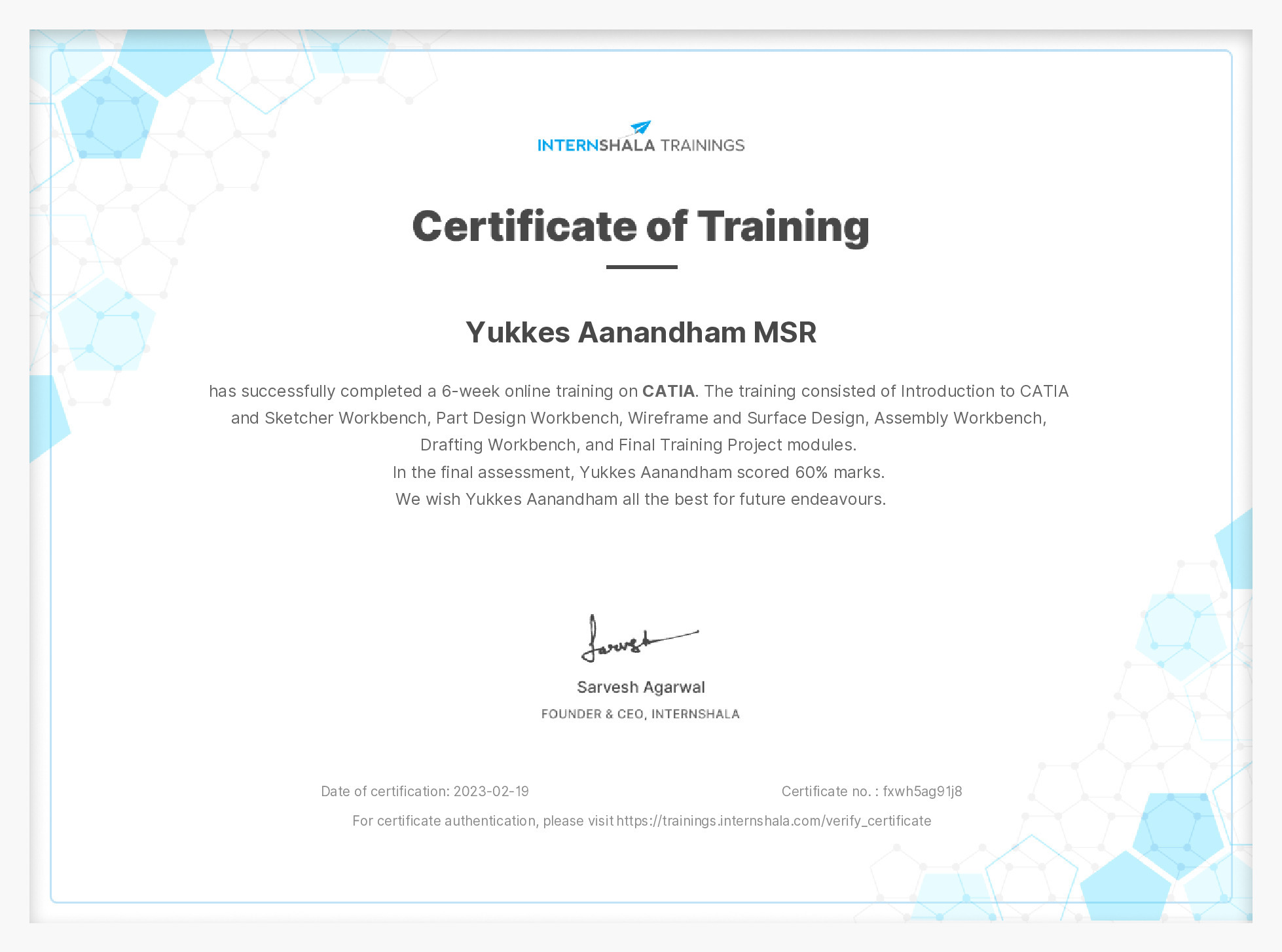 Certificate of completion