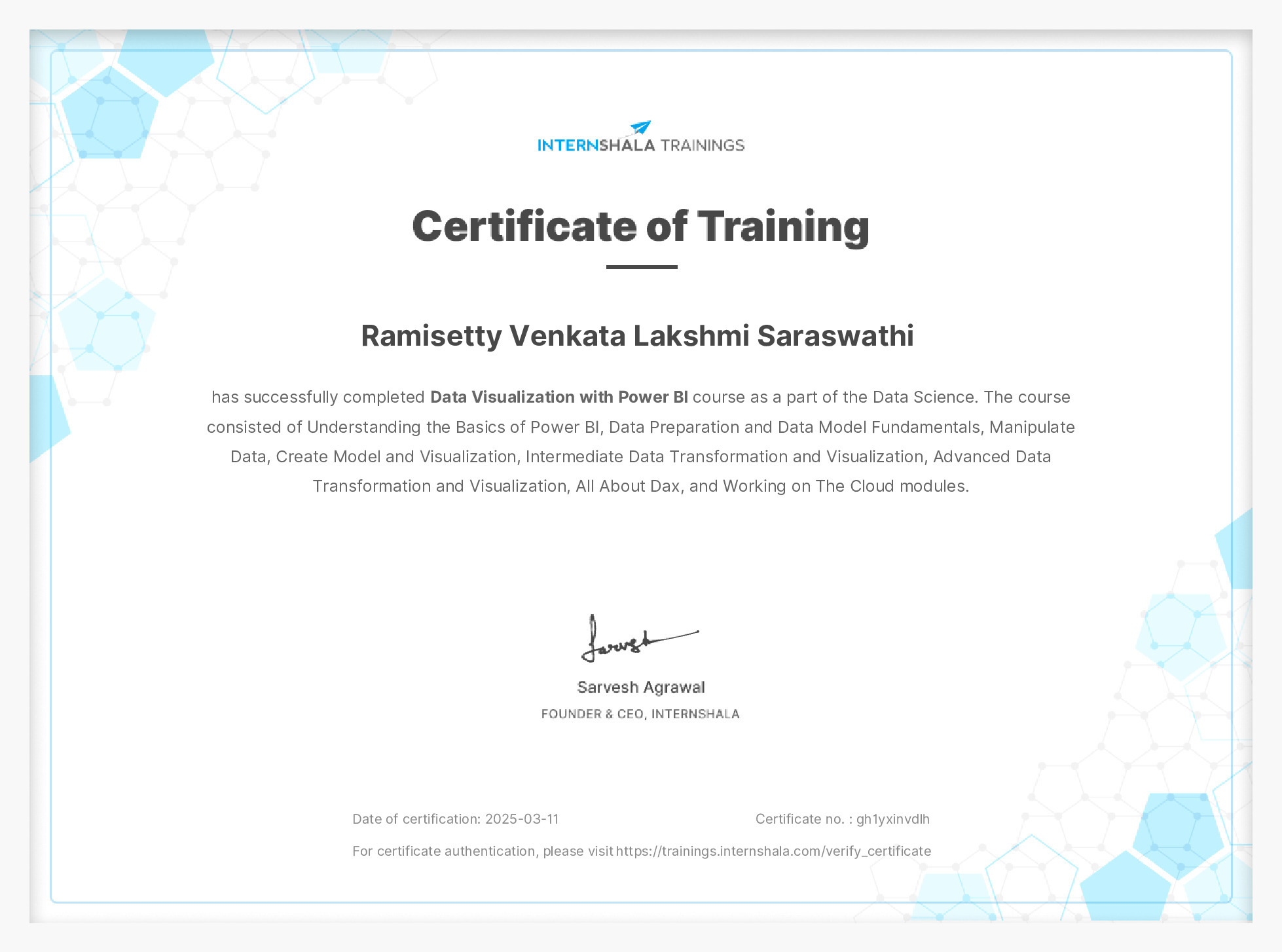Certificate of completion