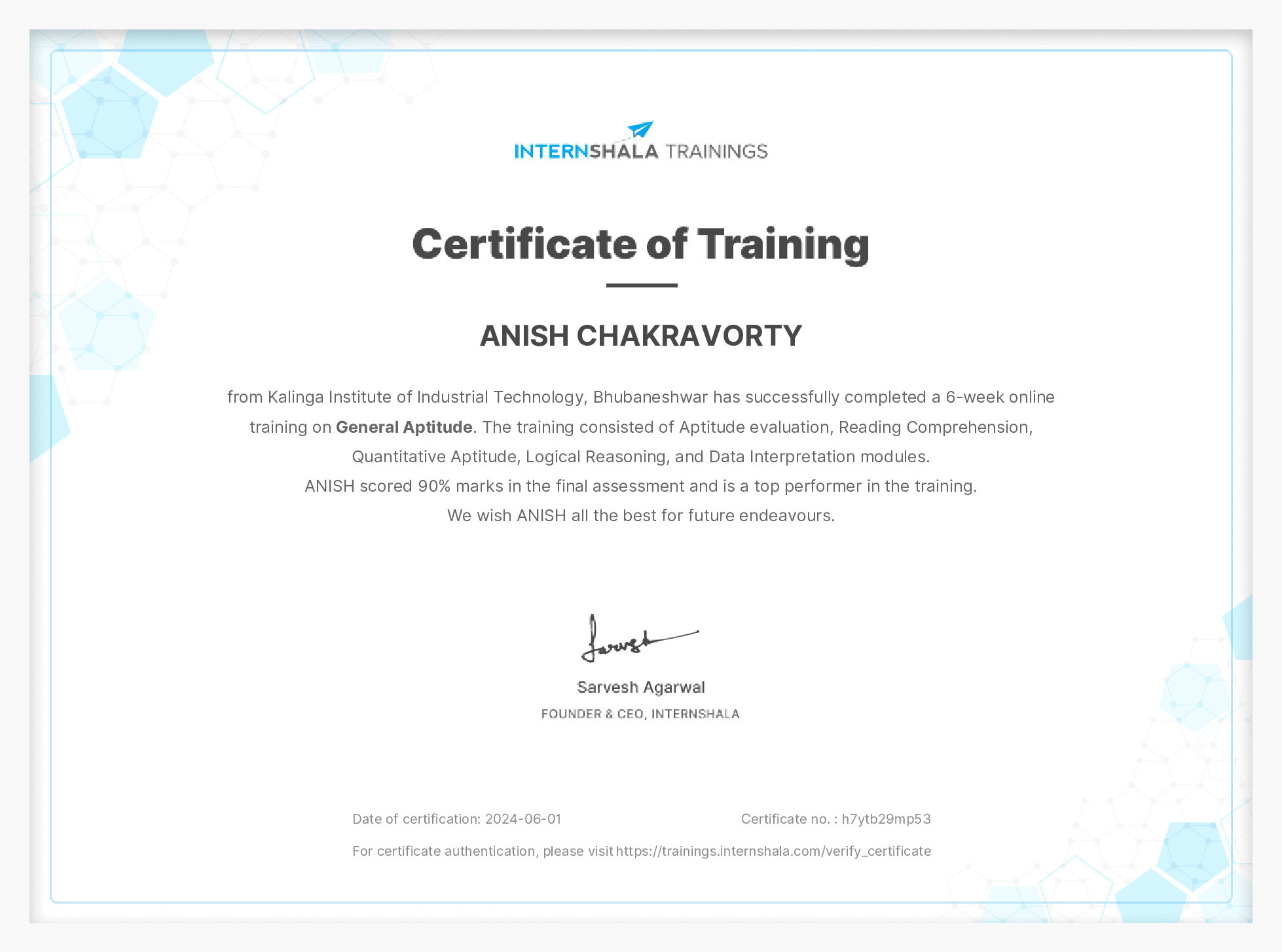Certificate of completion