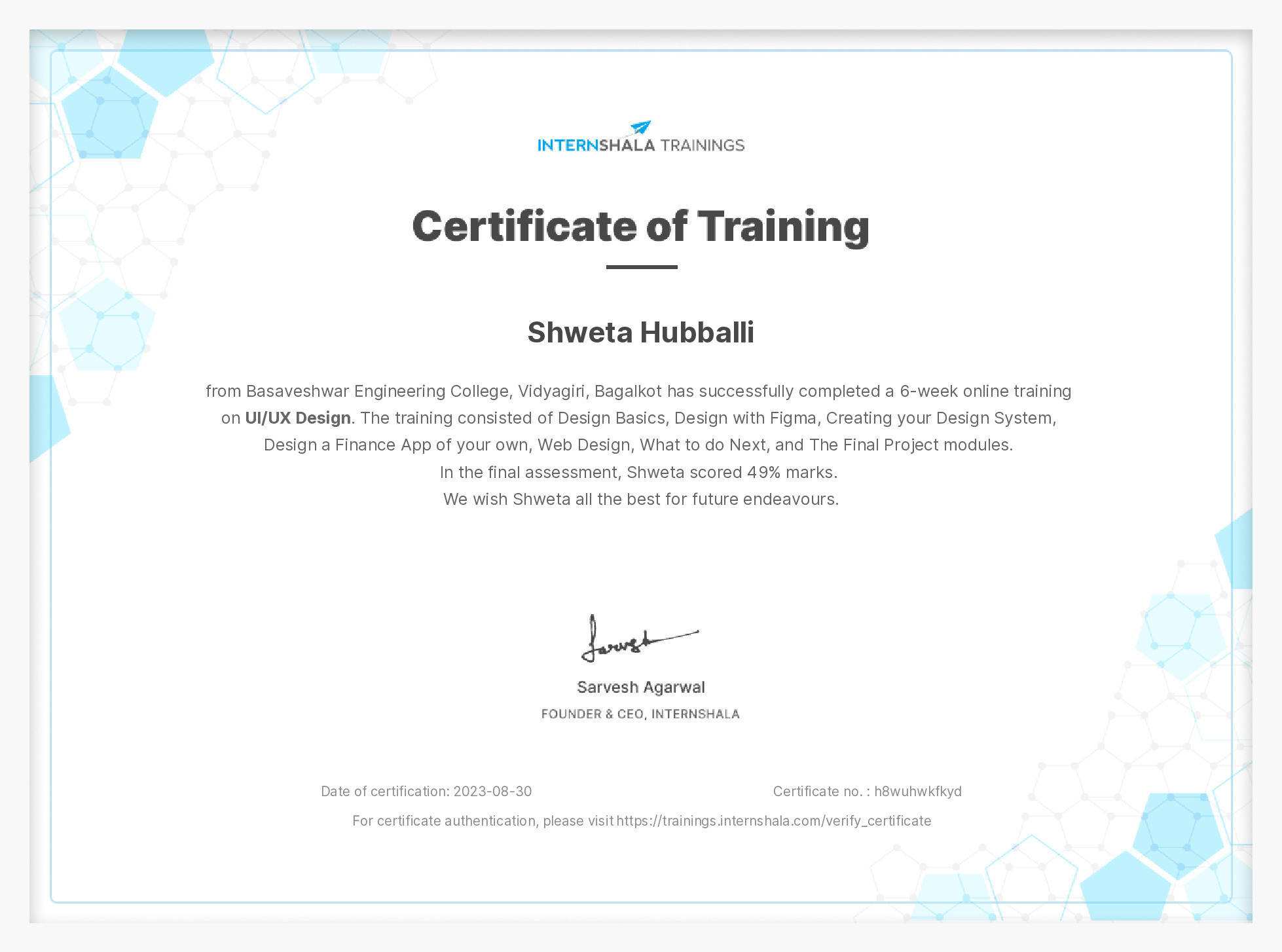 Certificate of completion