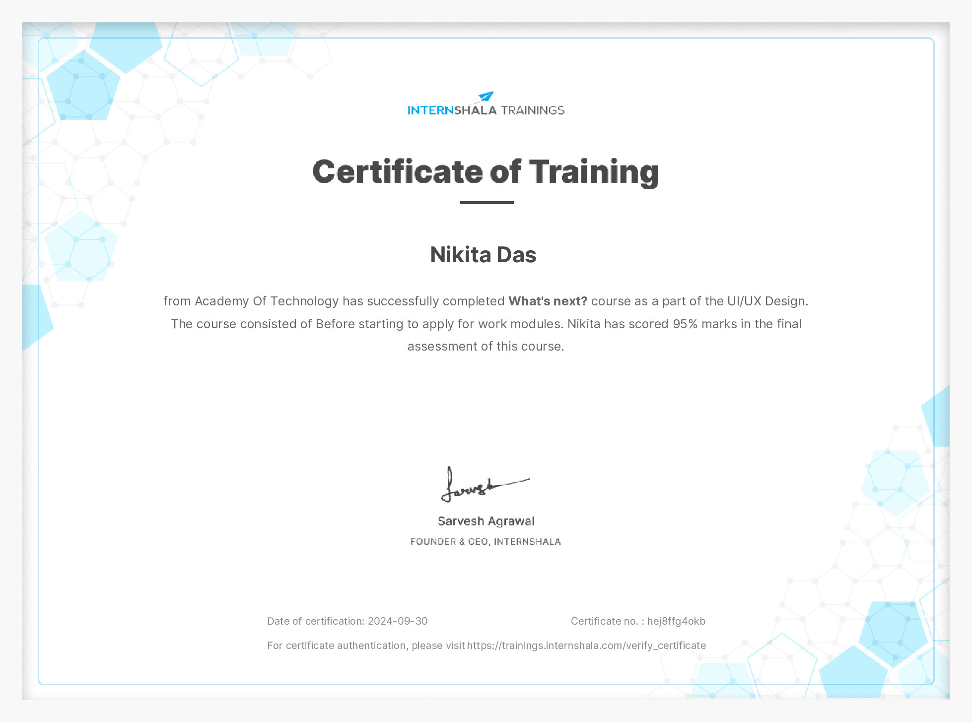 Certificate of completion