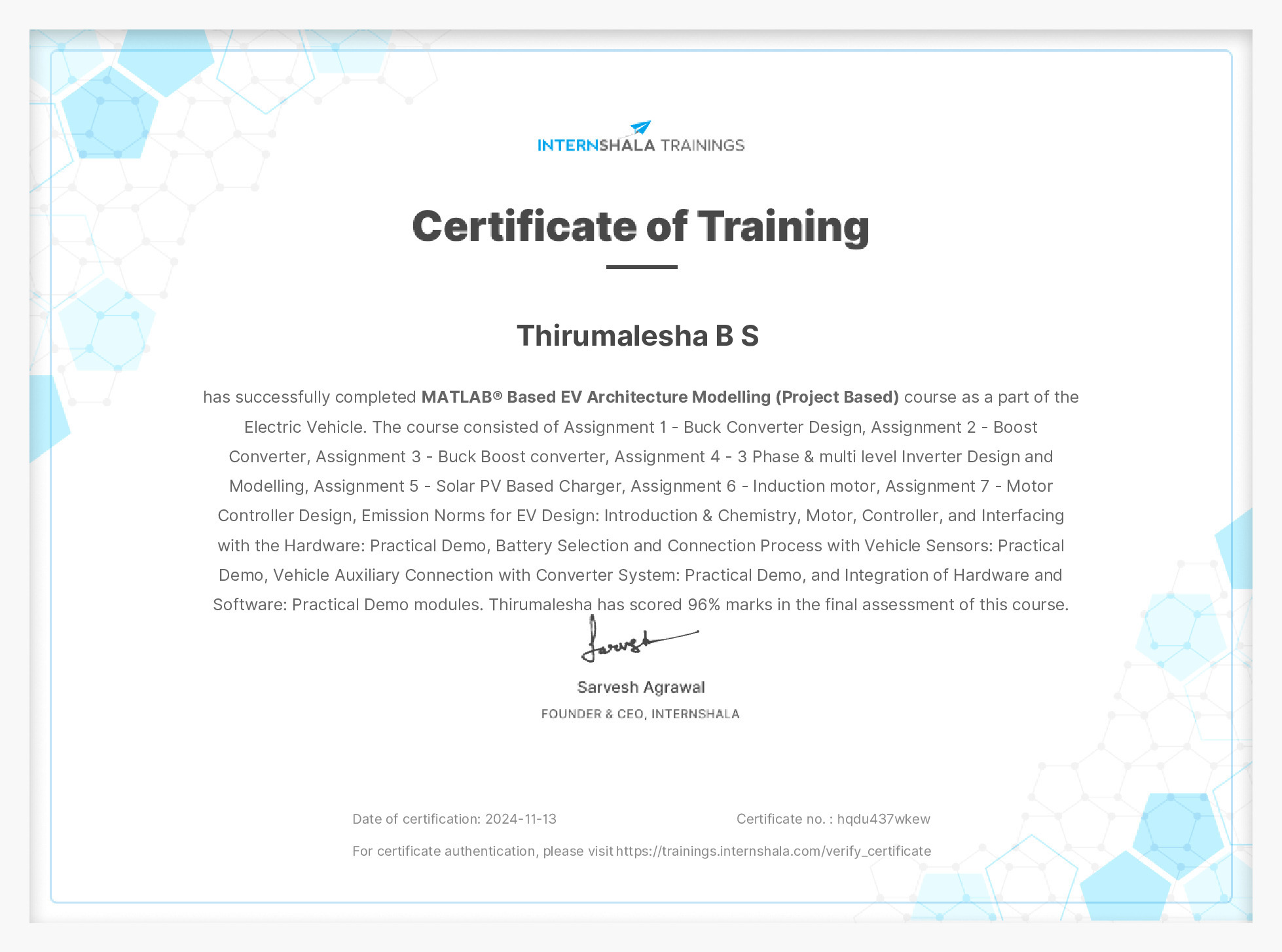 Certificate of completion