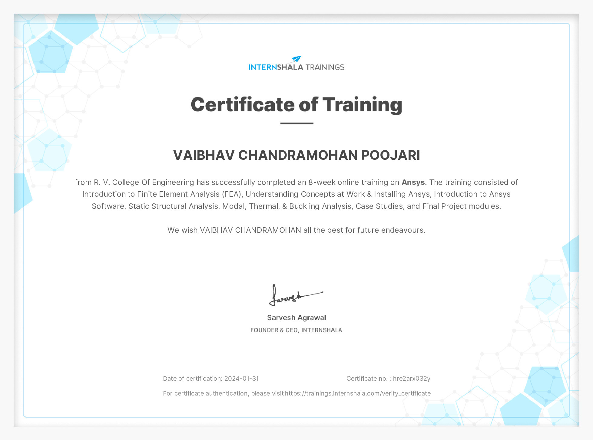 Certificate of completion