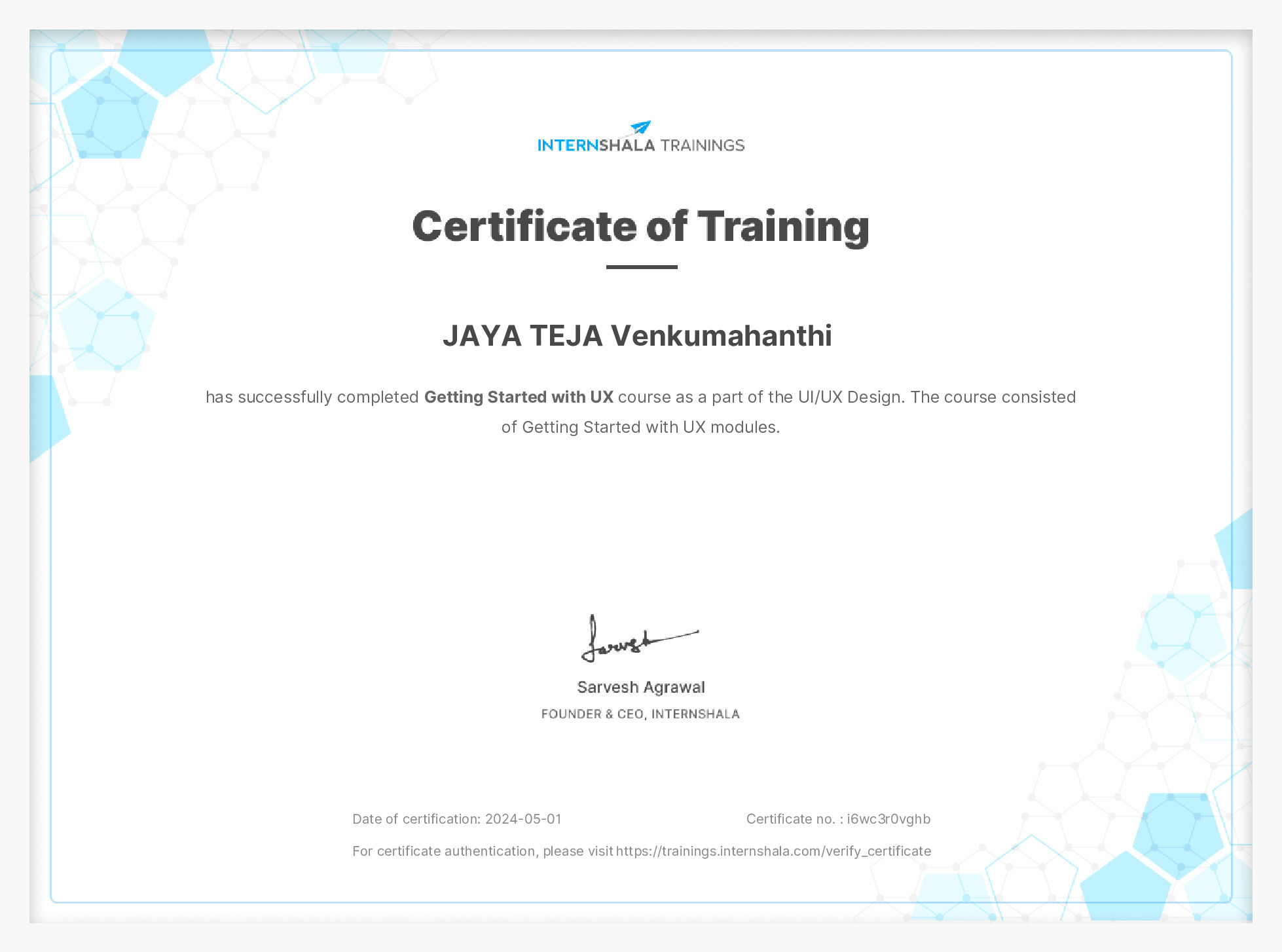 Certificate of completion