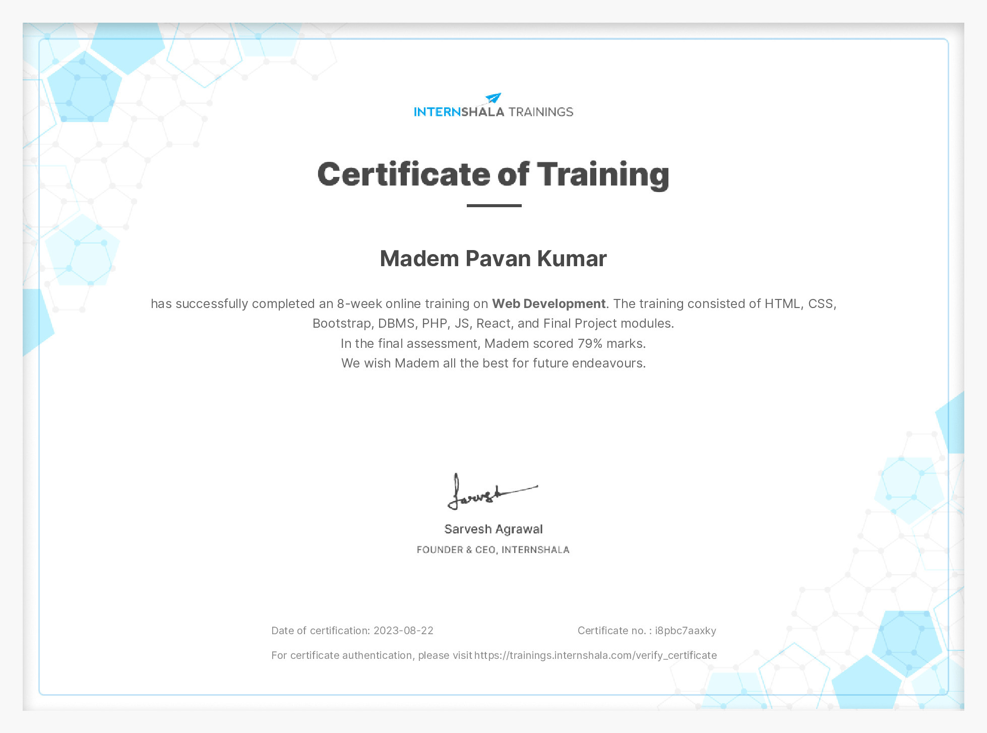 Certificate of completion