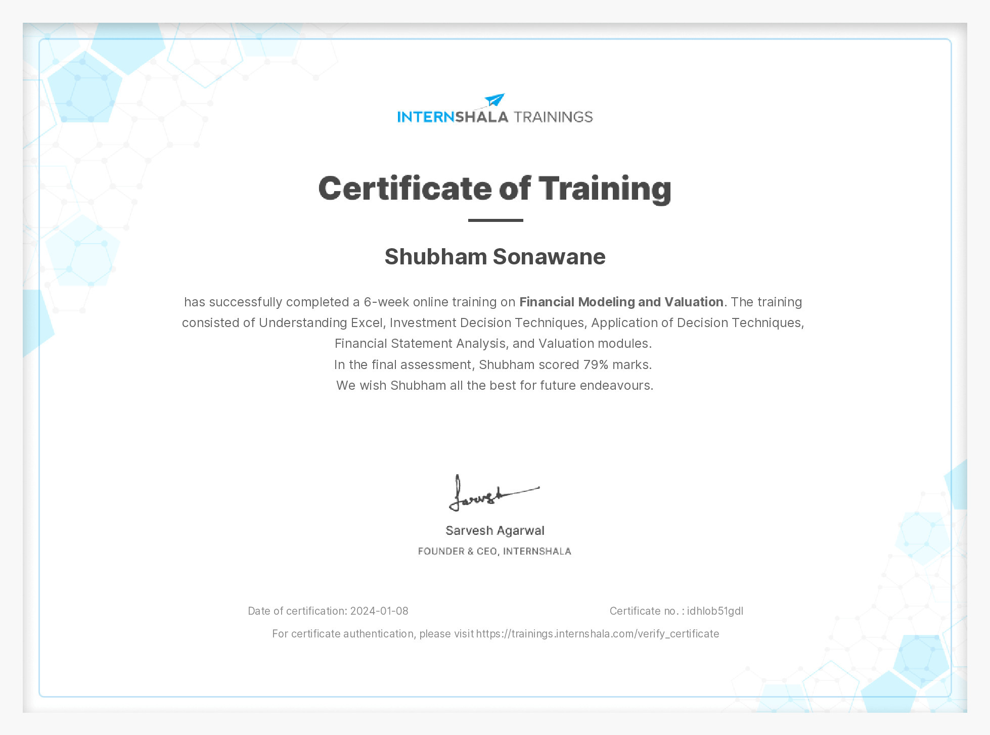Certificate of completion