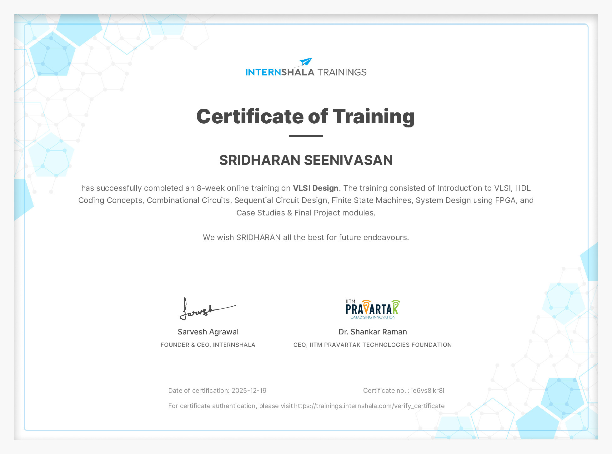 Certificate of completion