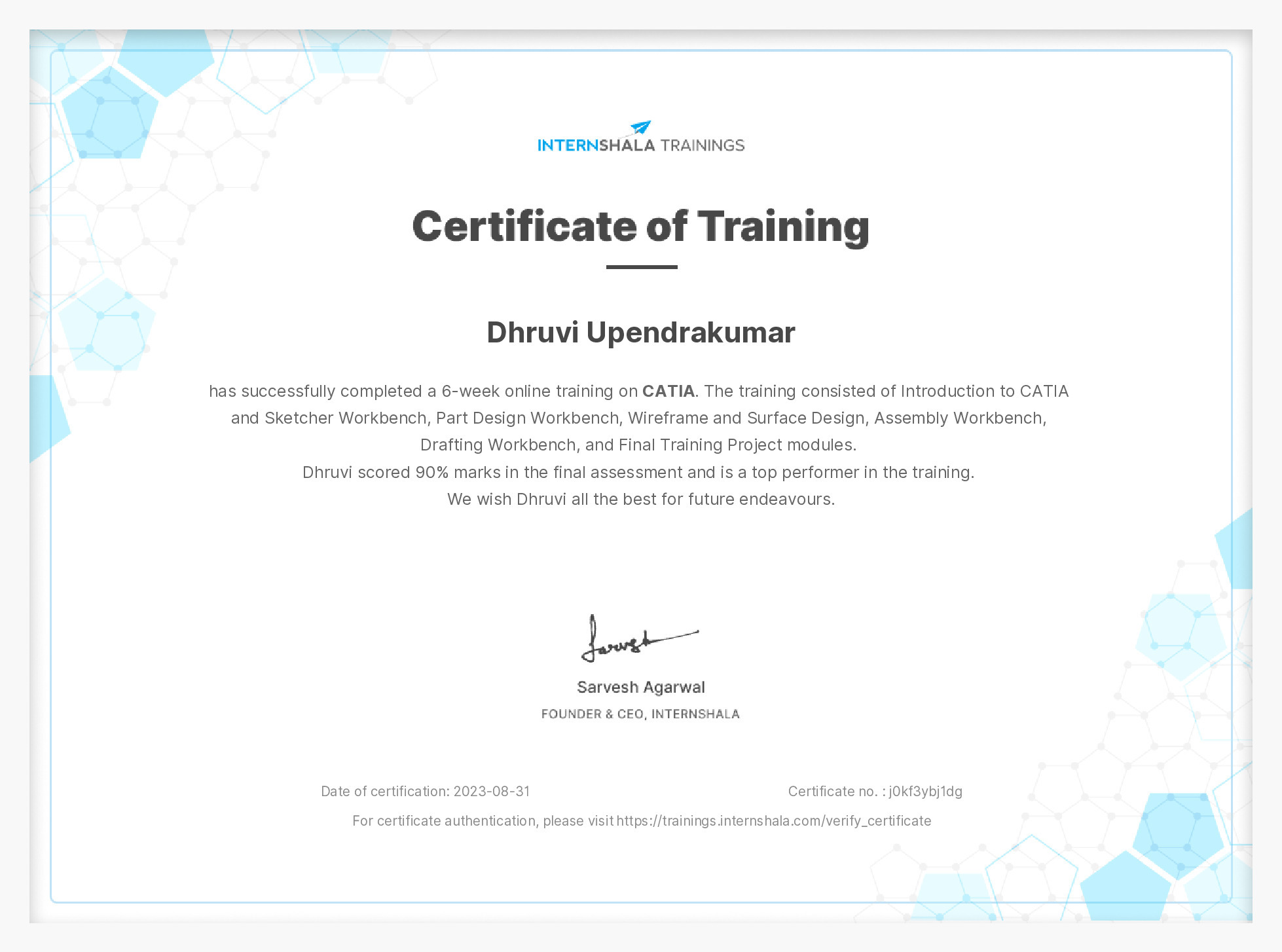 Certificate of completion