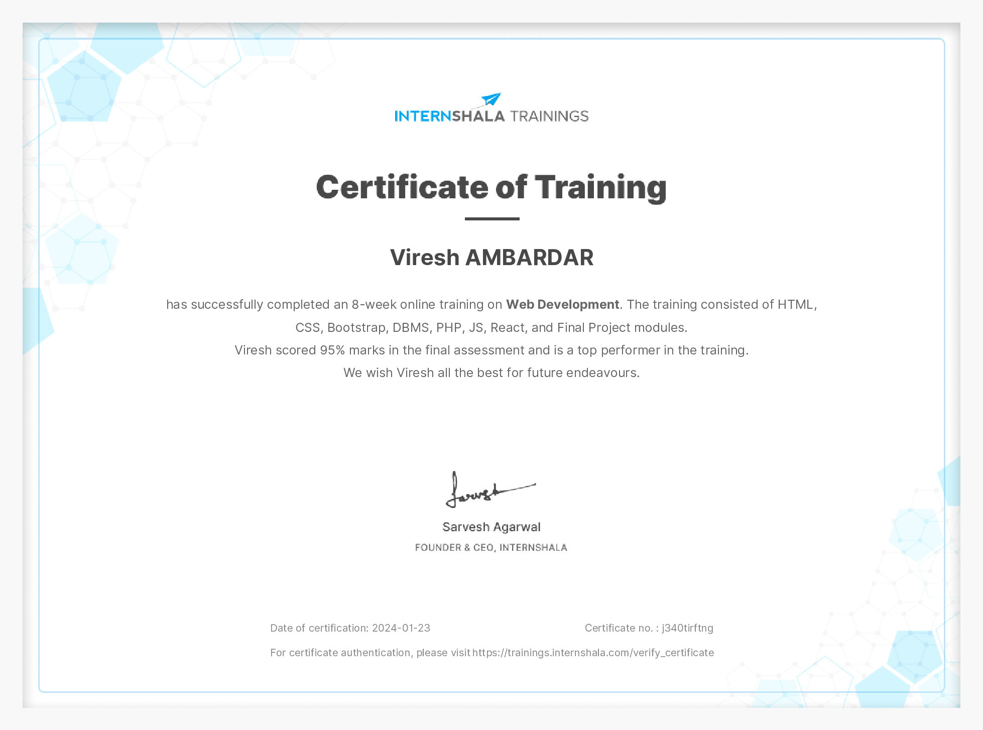 Certificate of completion