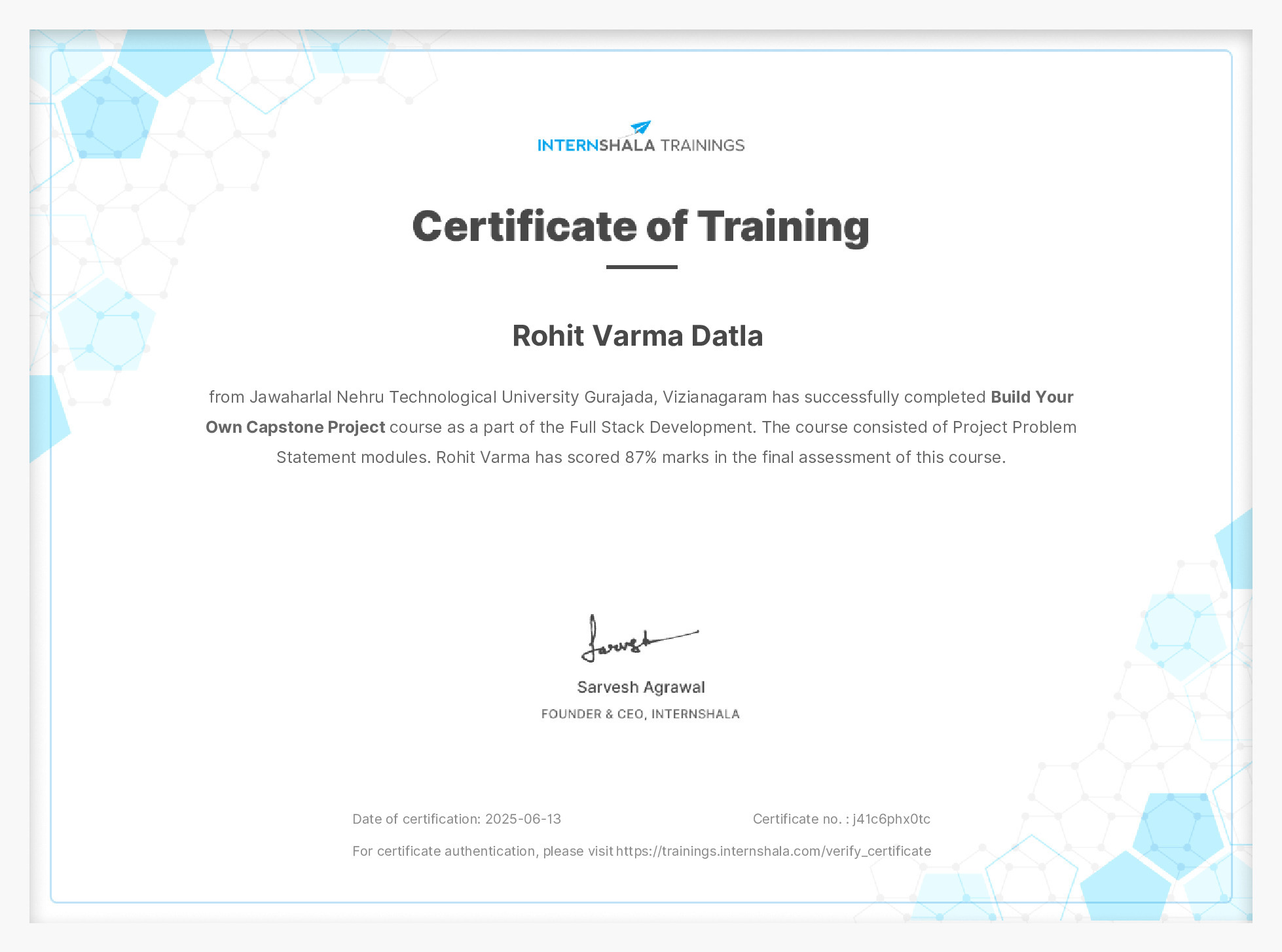 Certificate of completion