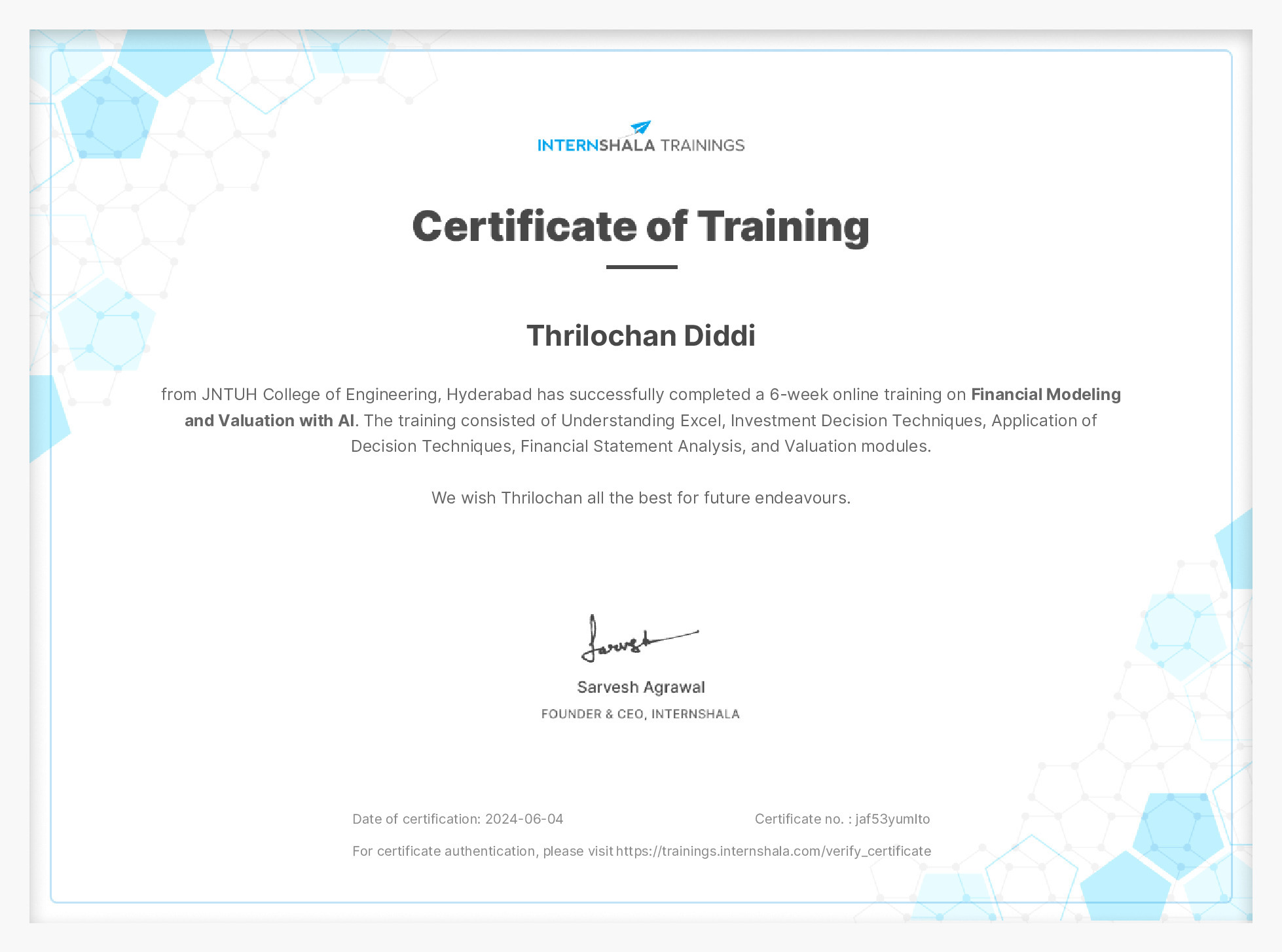 Certificate of completion