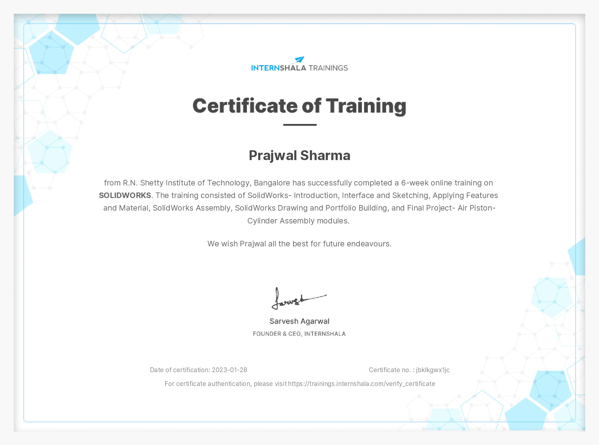 Certificate of completion