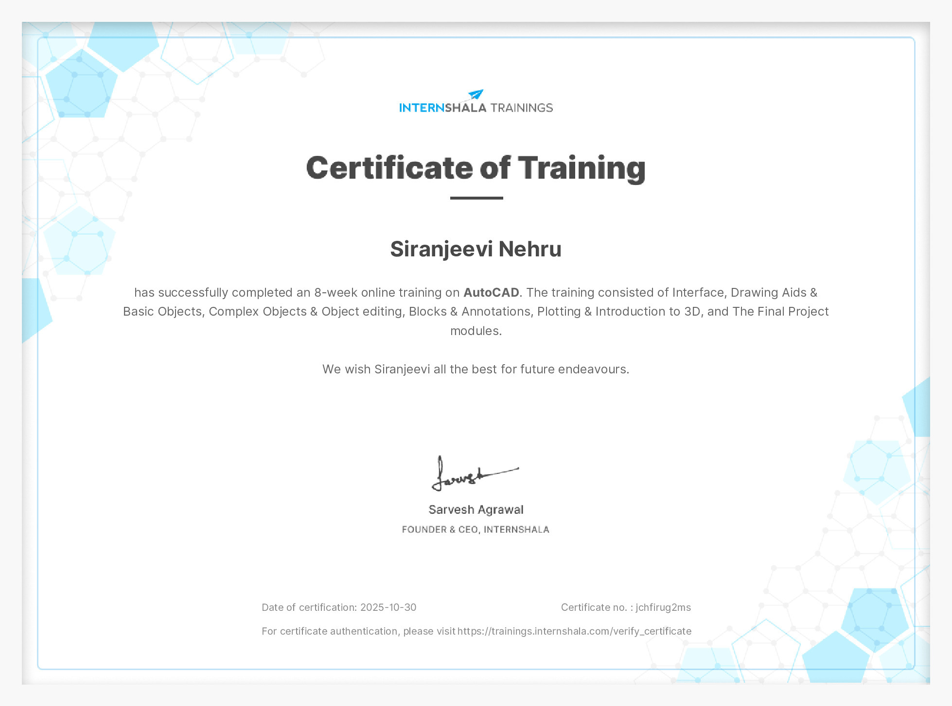 Certificate of completion