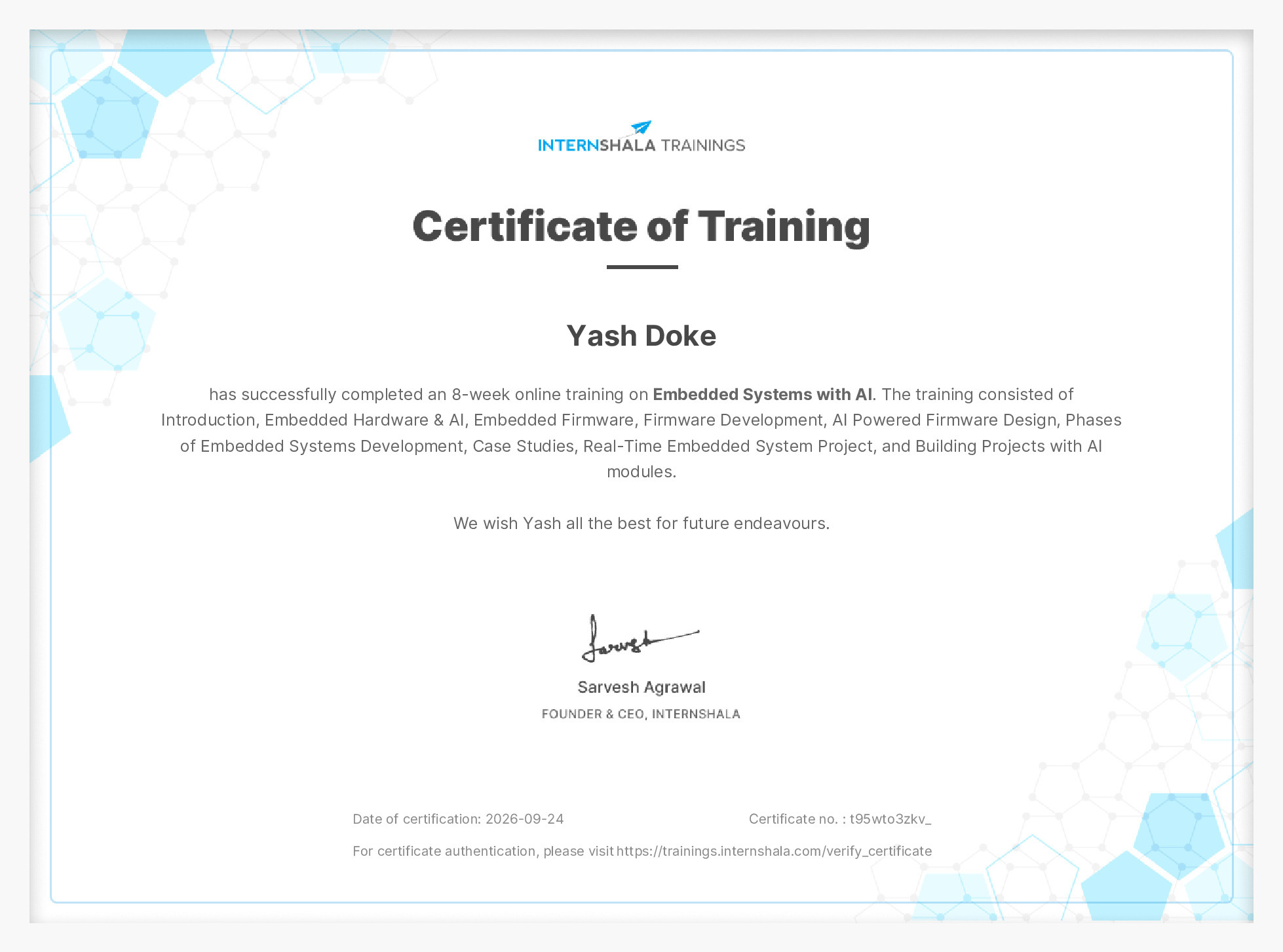 Certificate of completion