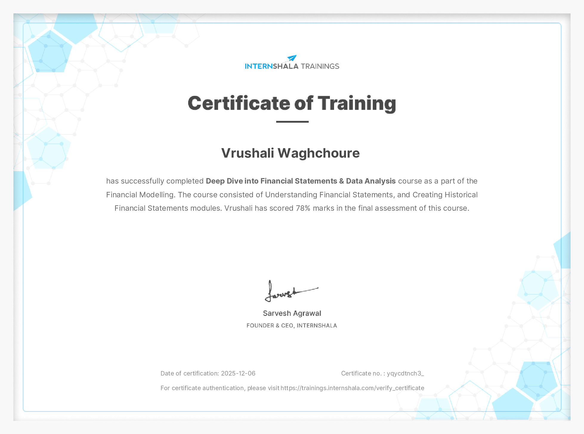 Certificate of completion