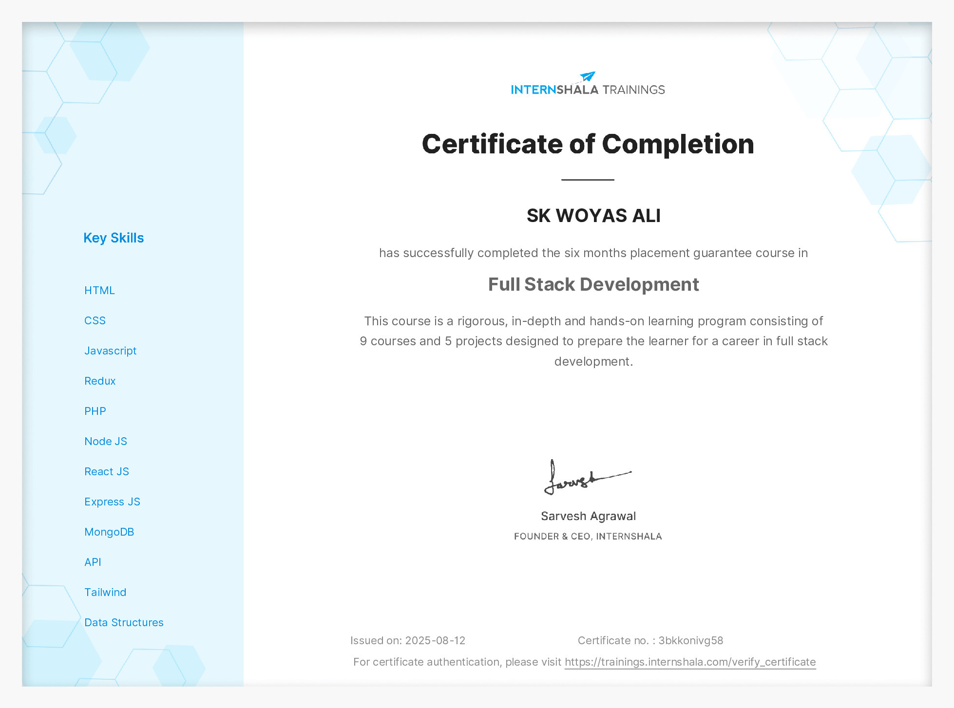 Certificate of completion