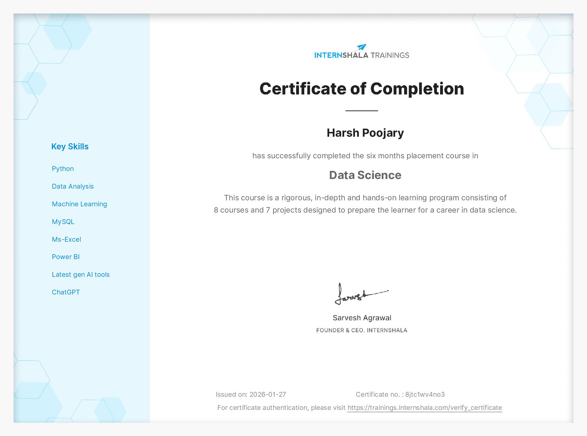 Certificate of completion